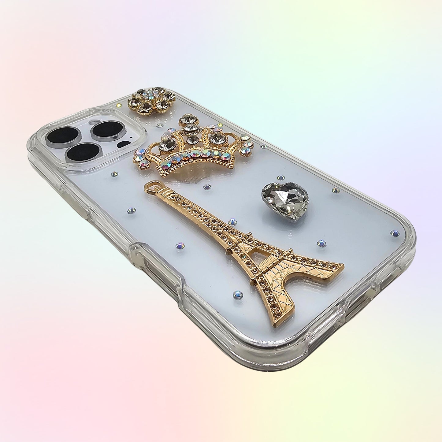 Eiffel Tower Crown 3D Bling Embellishments Rhinestone Handmade Phone Case