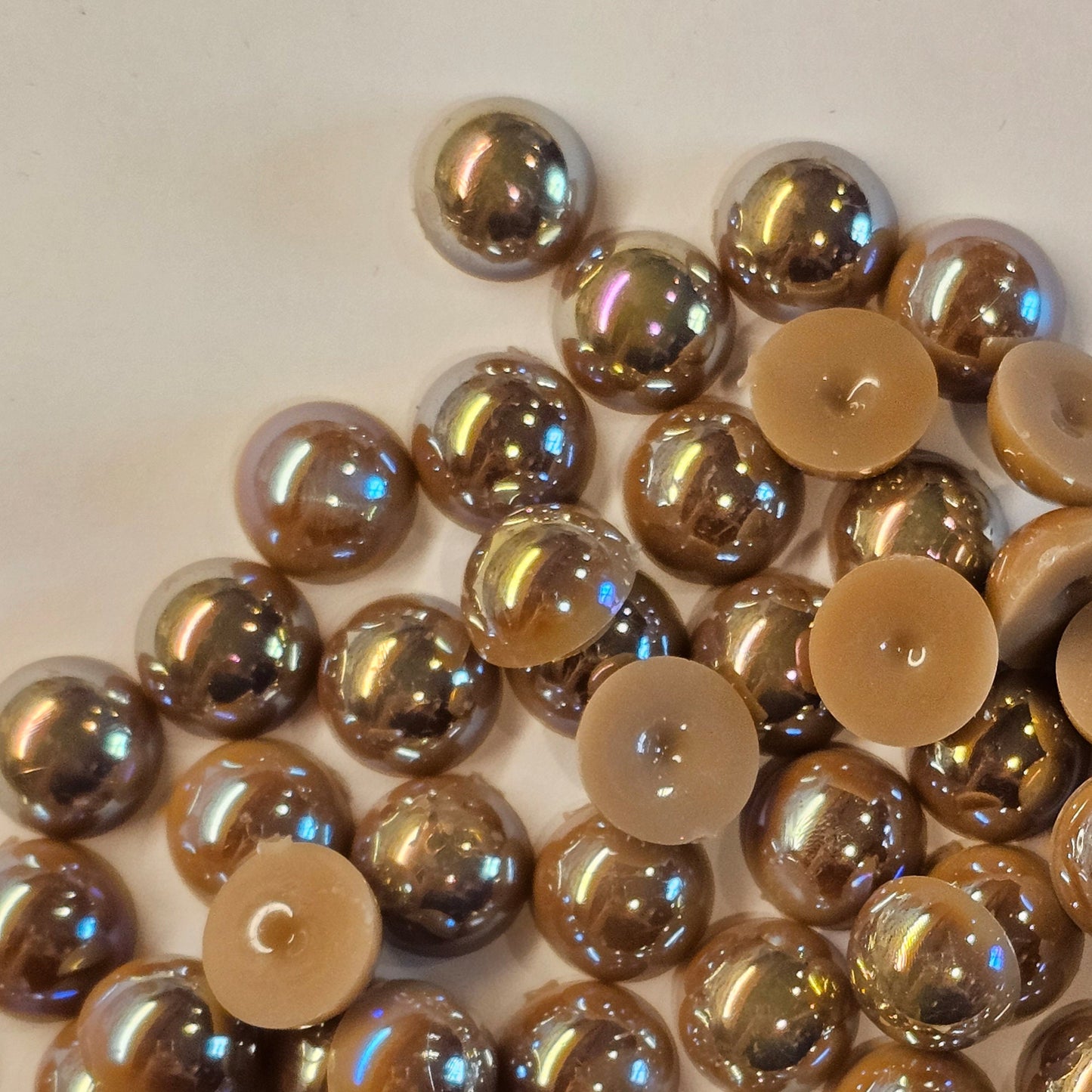 AB Flat Back Faux Half Pearls Coffee Brown 8 mm 100pcs/200pcs/400pcs