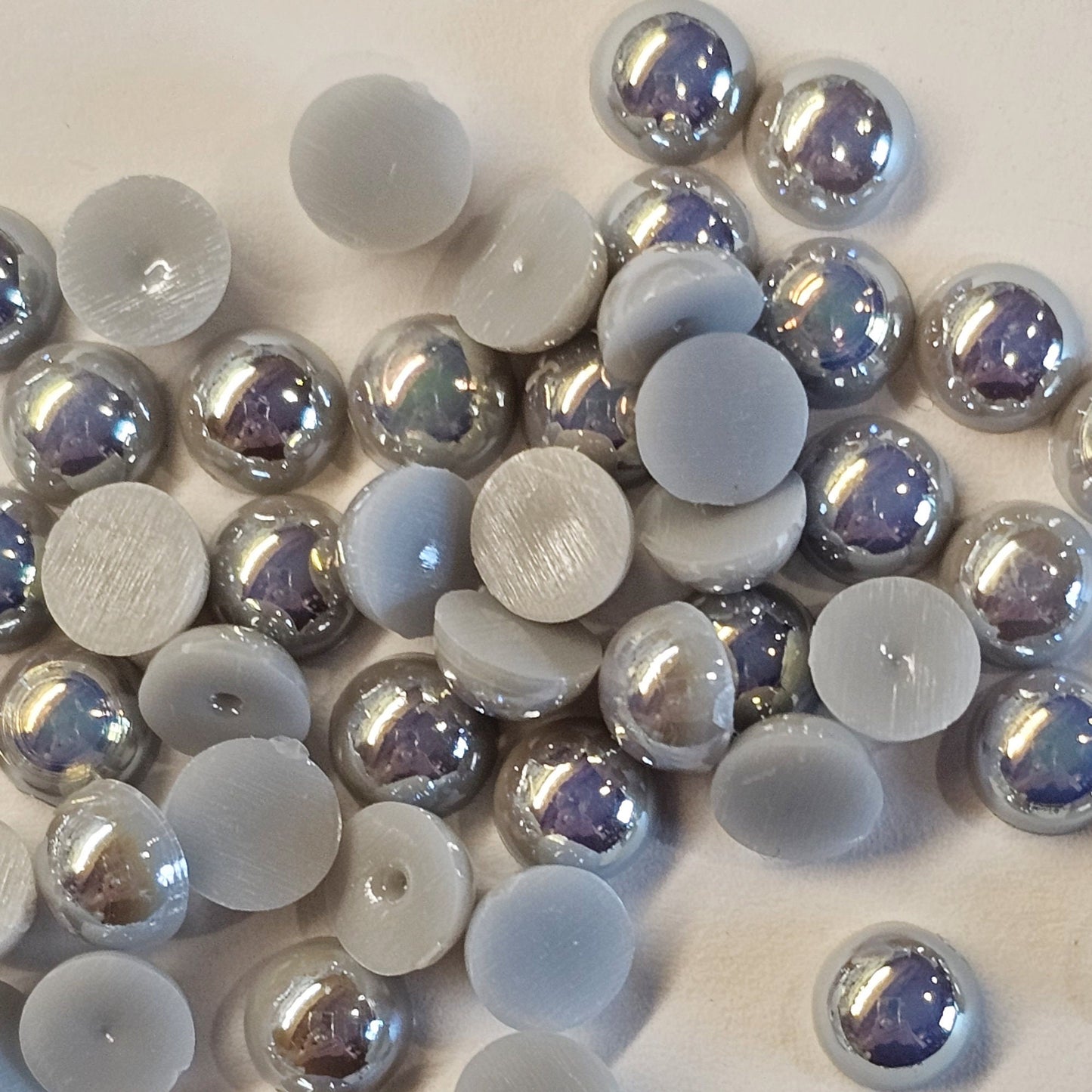 AB Flat Back Faux Half Pearls Grey 8 mm 100pcs/200pcs/400pcs