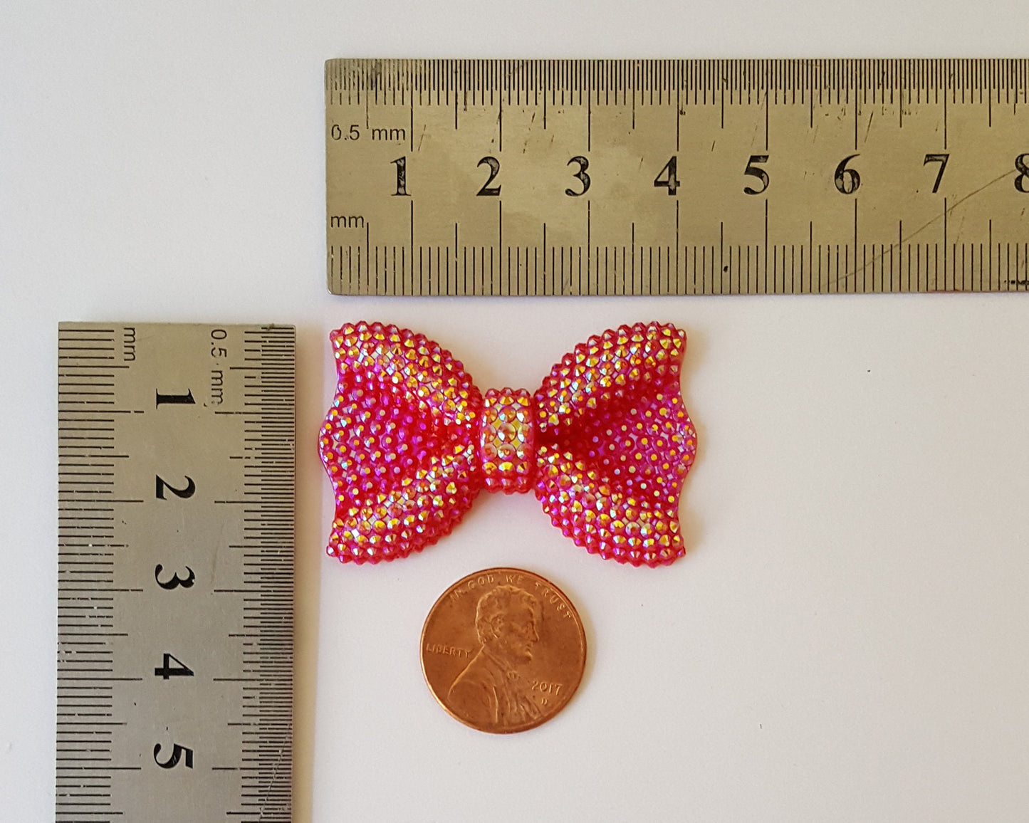 1/5/10 Pcs Rhinestone Bow Bead Kawaii Cabochon Resin Flatback Bow 40mm X 25mm