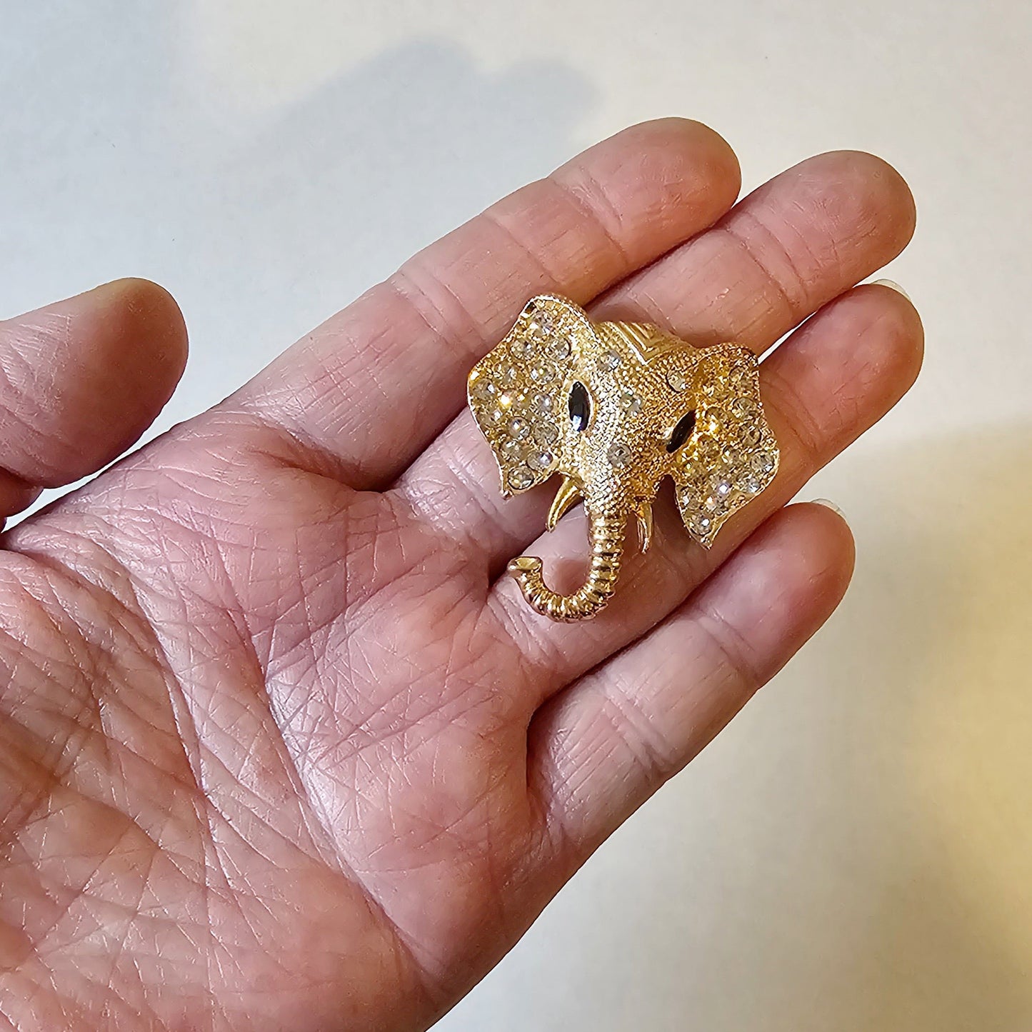 2 Pcs Rhinestone Elephant Alloy Gold Bling Gorgeous Luxury Sparkling Cabochon DIY 38mm X 38mm