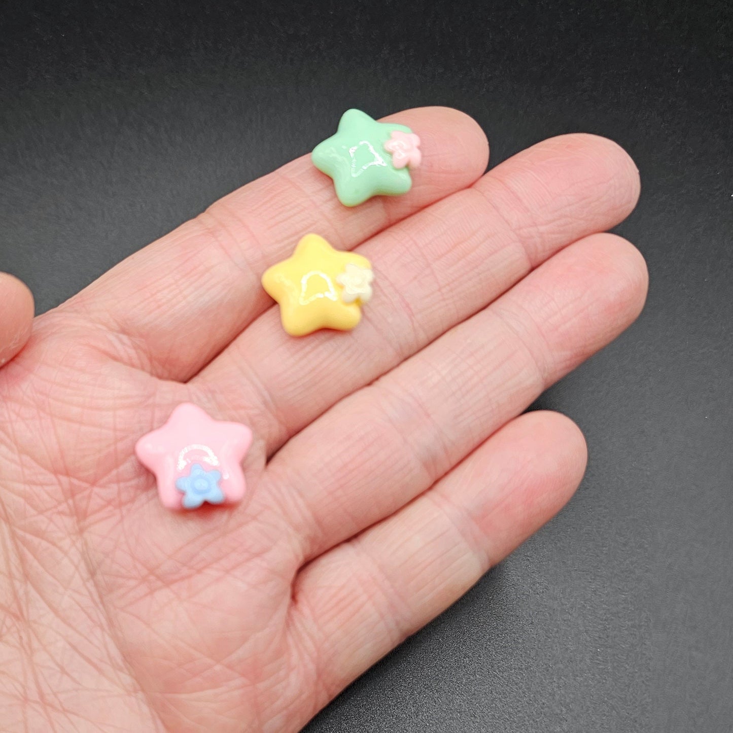 10 Pcs Flower Star Candy Color Cabochons Mixed Color 15mm #CAB020