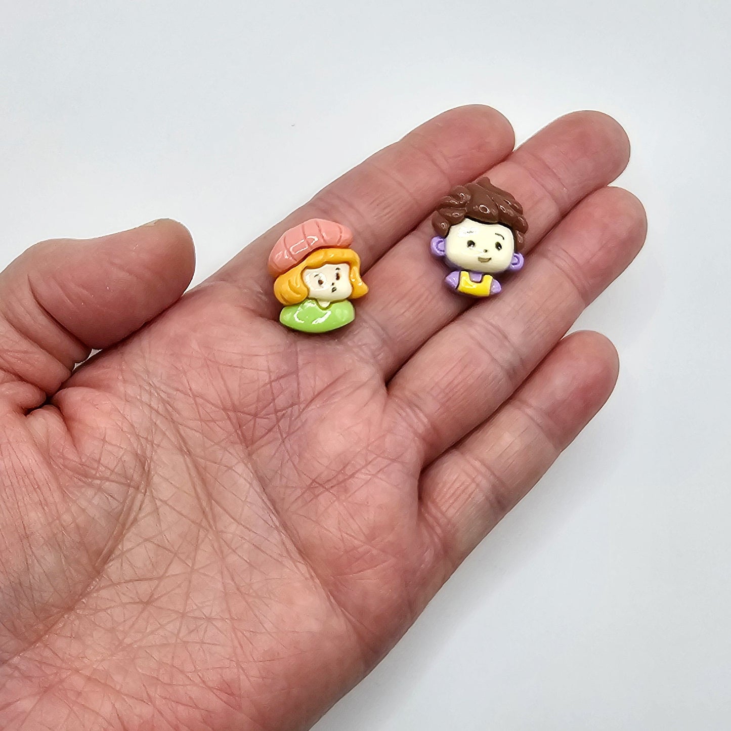 6 pcs Kawaii Resin Flatback Boy Girls Crafts Cabochon, Cabochons, #CAB107