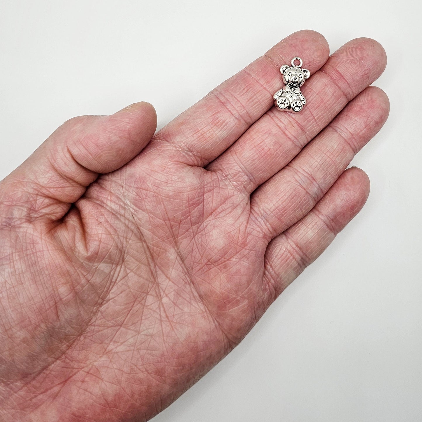 10/25/50 Pcs Teddy Bear Silver Tone Charm, Charms #CM029