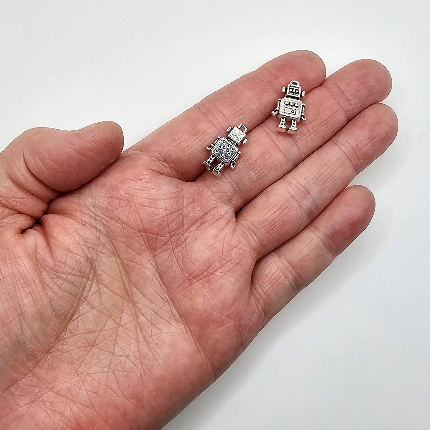 10/25/50 Pcs Robot Silver Tone Charm, Charms #CM026