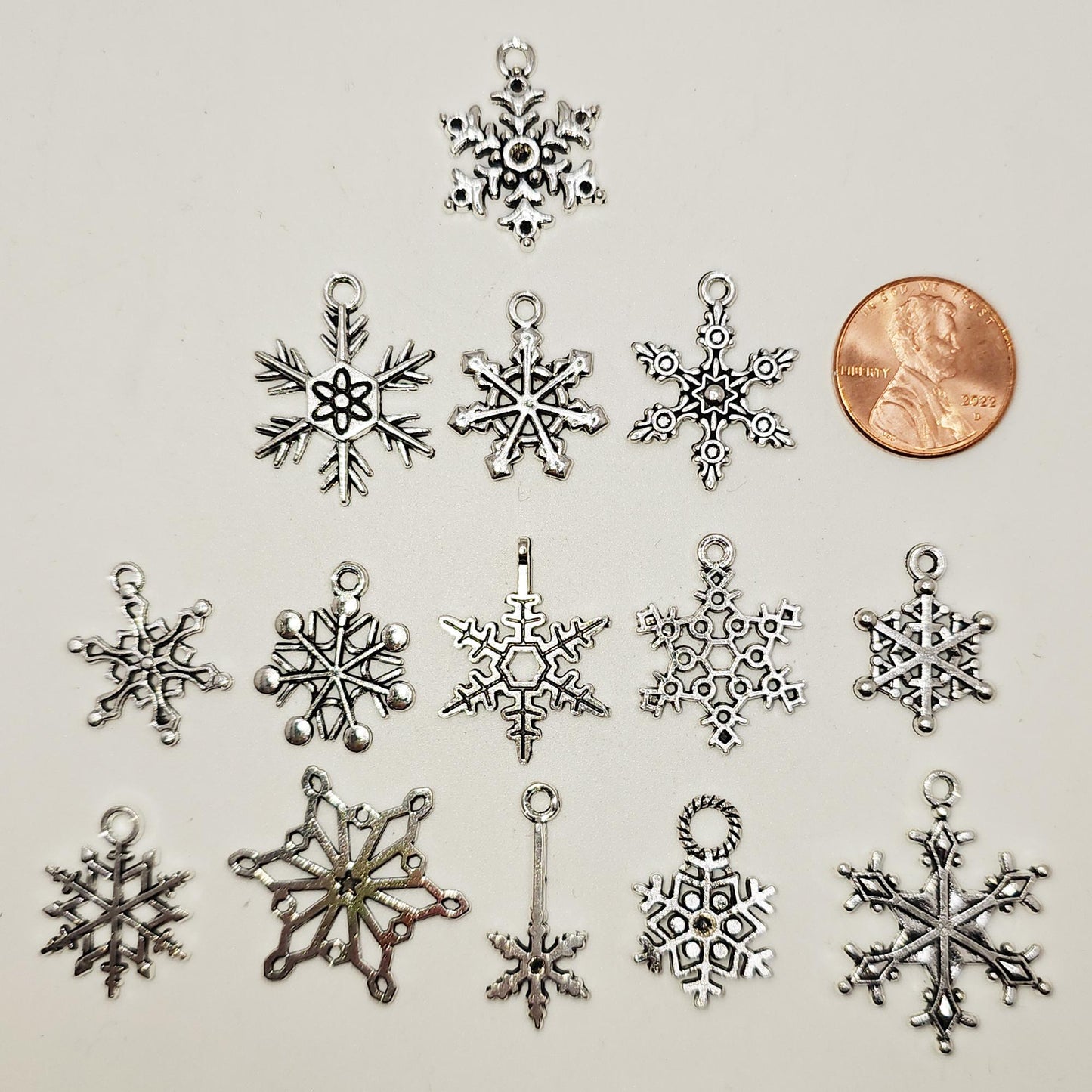 14 Pcs Mixed Silver Tone Snowflakes Charm, Charms #CM103