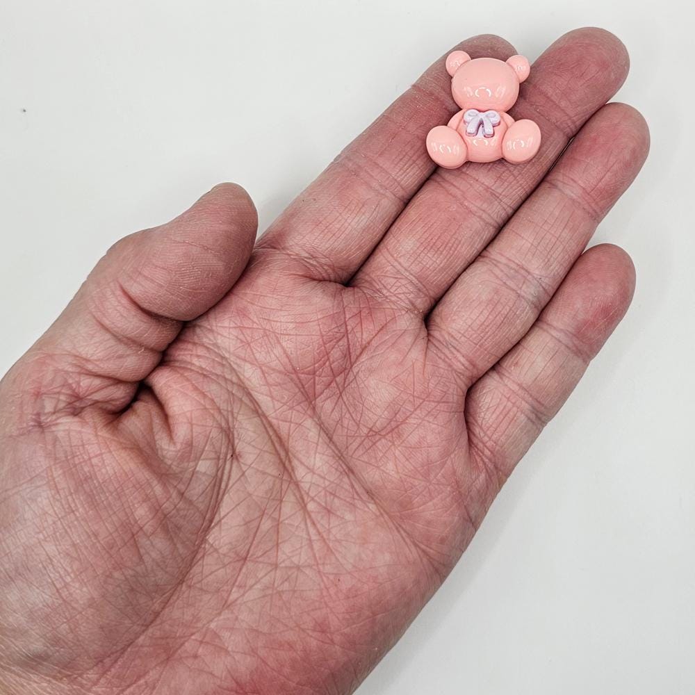5/15 Pcs Teddy Bear Bow Flat Back Resin Cabochons, Kawaii Pastel Color Teddy Bear Cabochon #CAB156