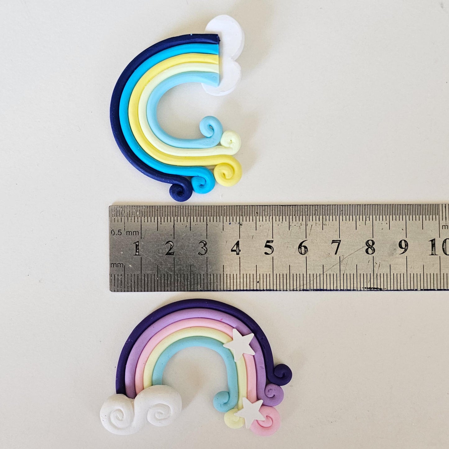 5 Pcs Rainbow Polymer Clay Cabochons, Kawaii Embellishment Accessory Cabochon #CAB176