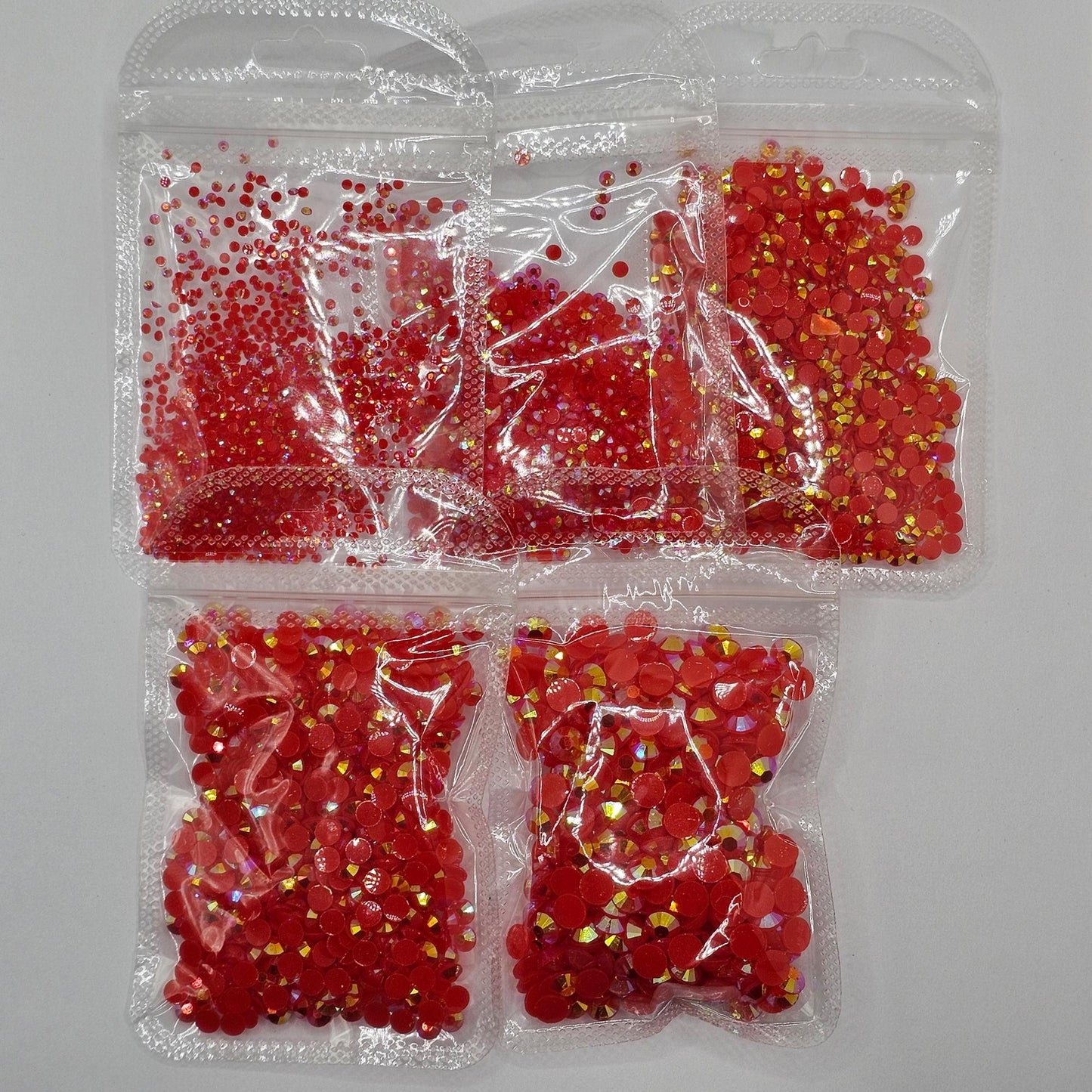 Bulk AB Jelly Flatback Resin Acrylic Rhinestones Non-Hotfix Red 2mm 3mm 4mm 5mm 6mm