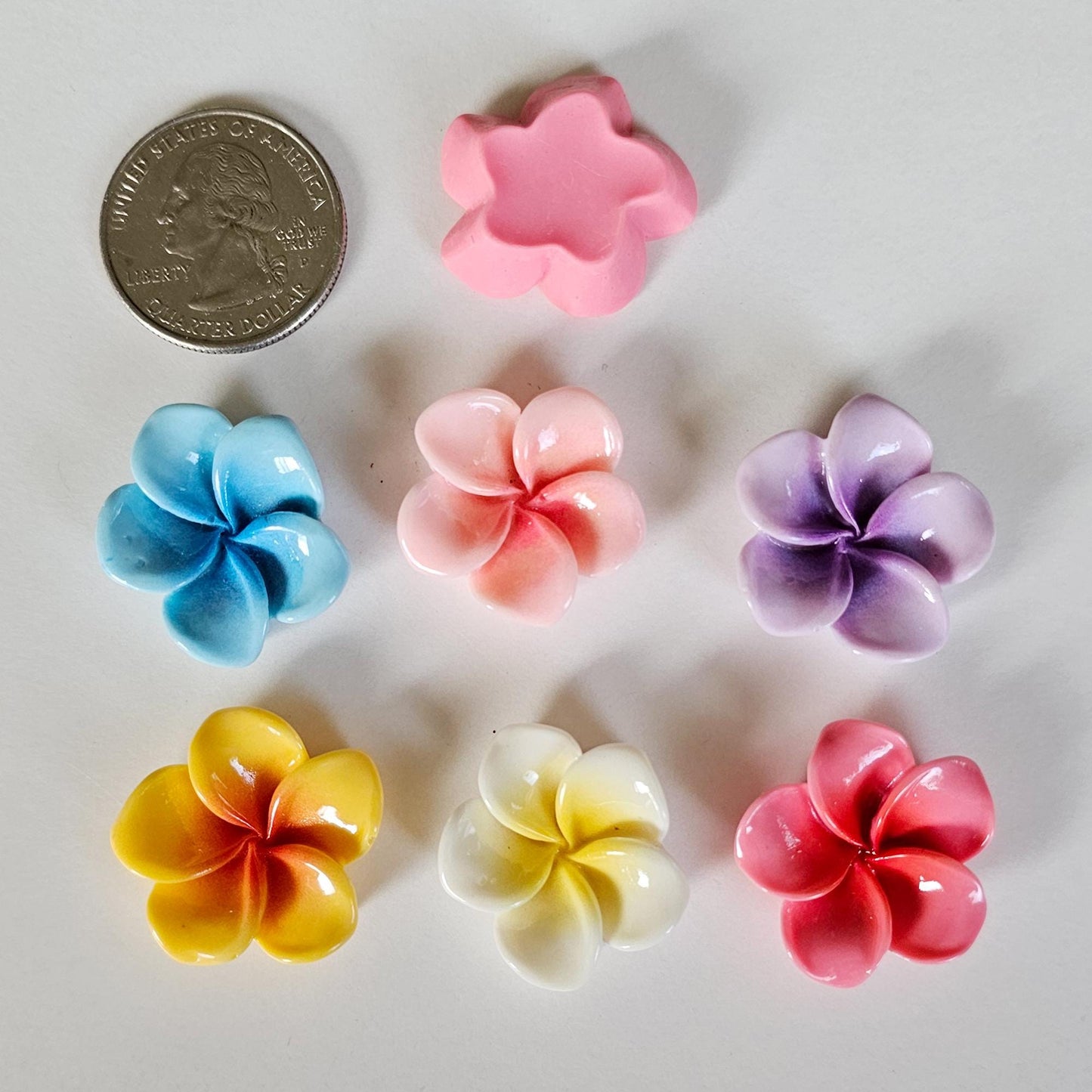 10/30 Pcs Mixed Color Flower Plumeria Resin Flatback Cabochon 25mm #CAB165
