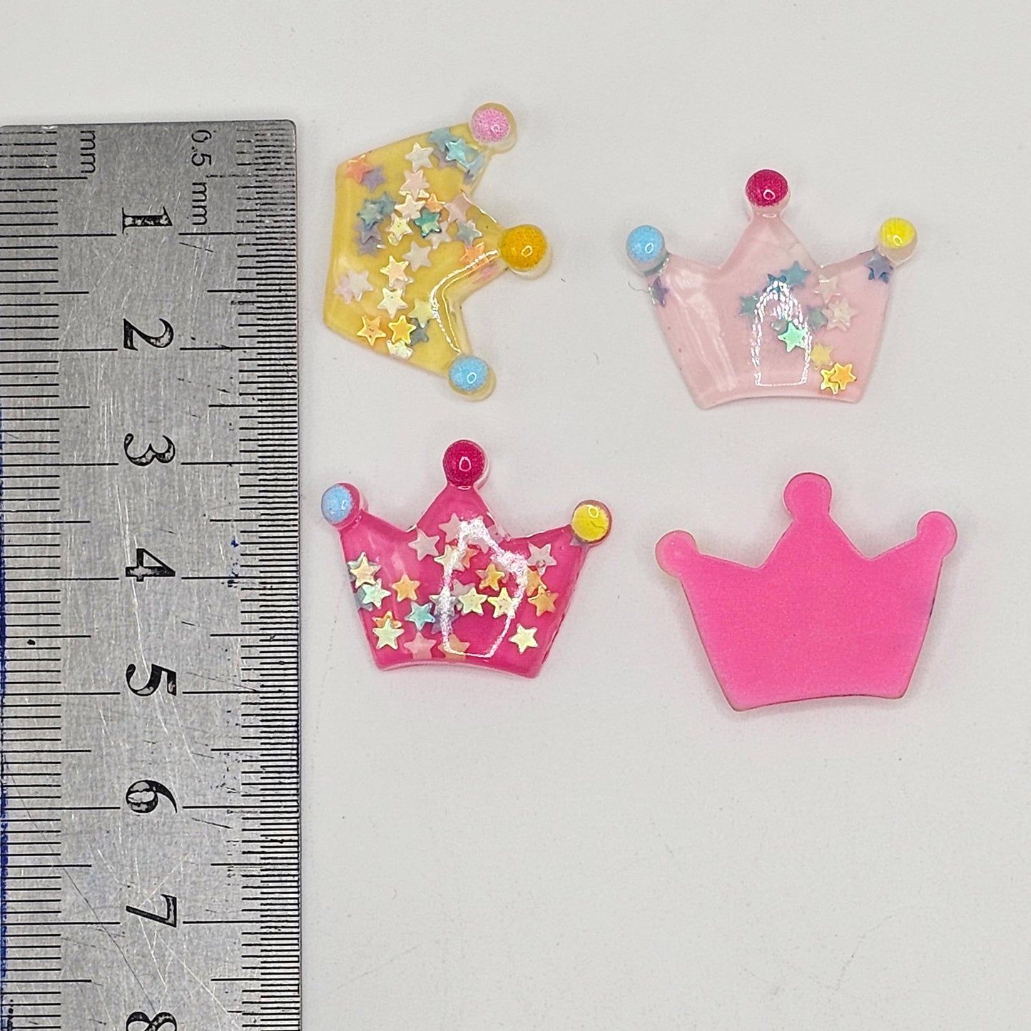 6/20 Pcs Glitter Crown Cabochon Resin Flatback Cabochons #CAB167