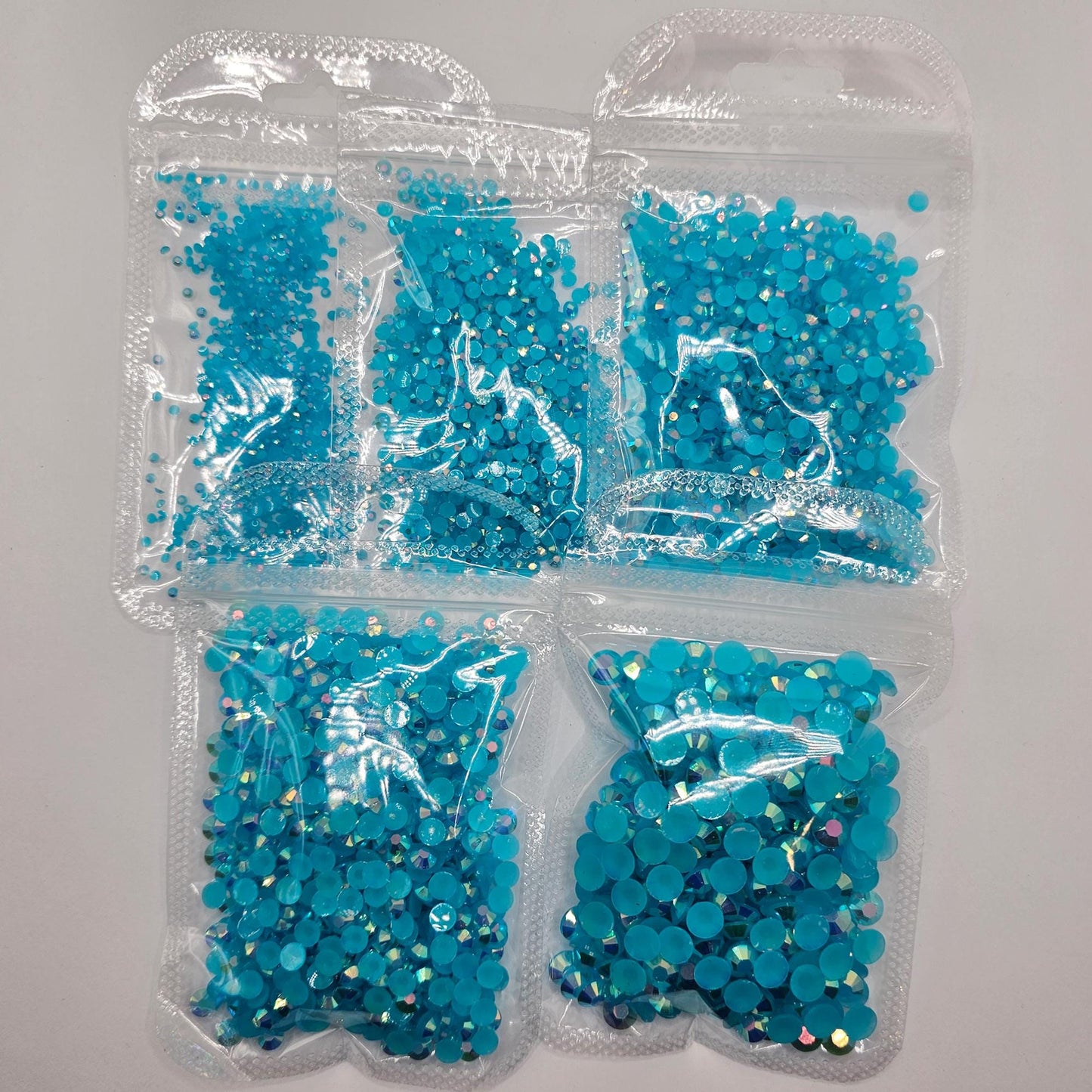 Bulk AB Jelly Flatback Resin Acrylic Rhinestones Non-Hotfix Dark Aqua 2mm 3mm 4mm 5mm 6mm