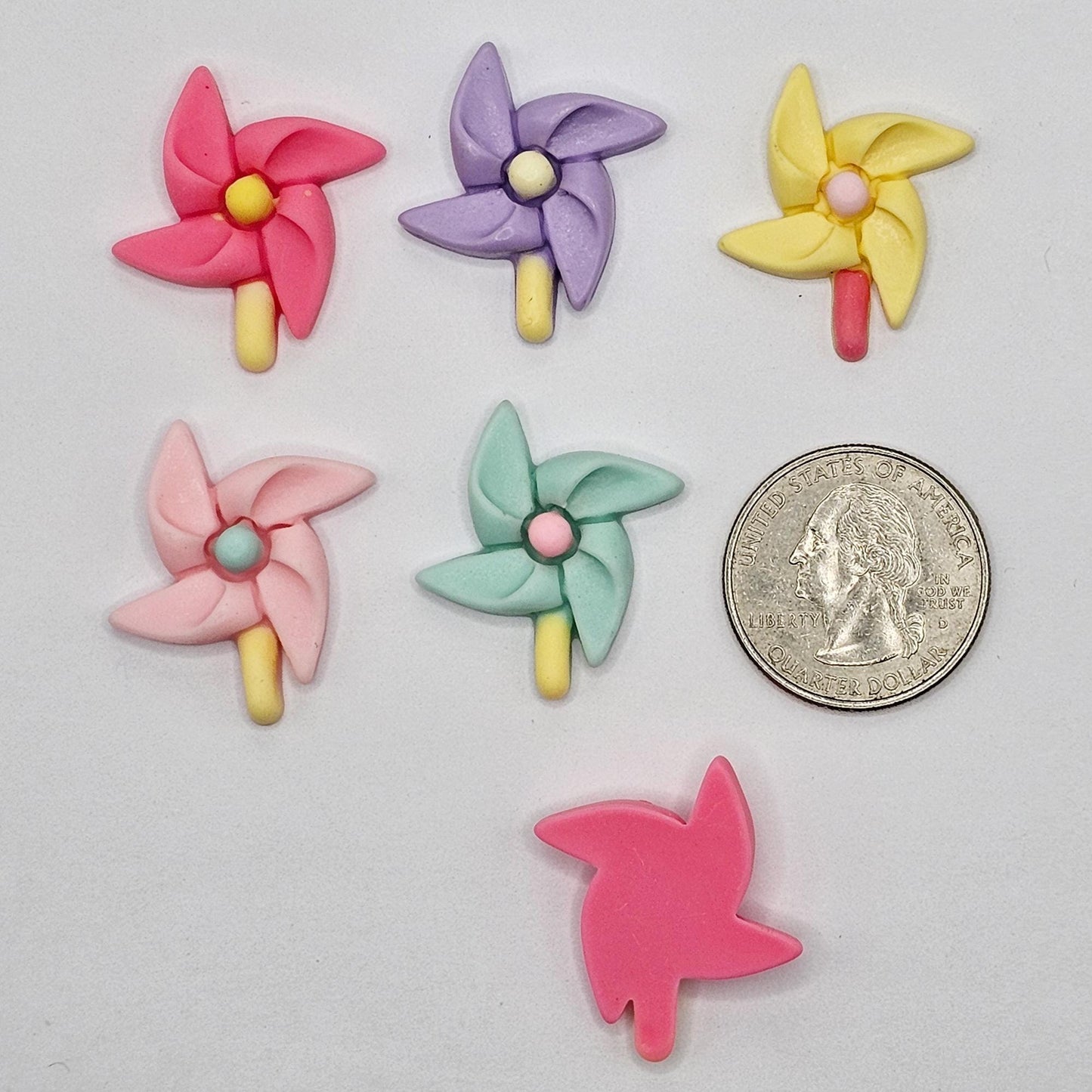 6/20 Pcs Windmill Pinwheel Cabochon, Wind Spinner Flatback Cabochons #CAB212