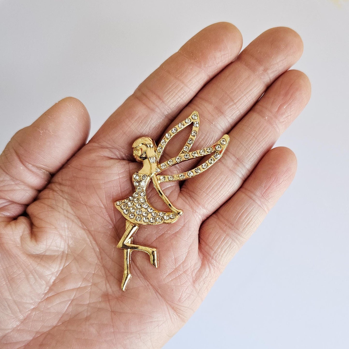 2 Pcs Rhinestone Fairy Gold Bling Gorgeous Luxury Sparkling Embellishment DIY 70mm X 32mm