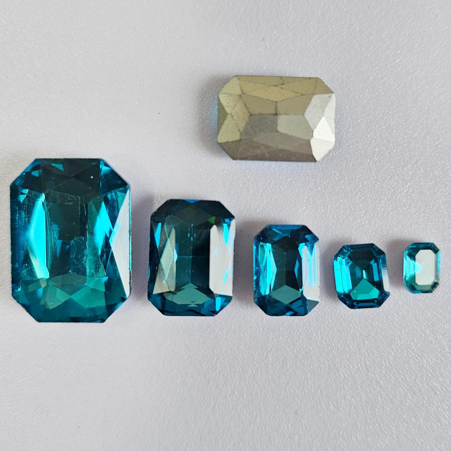 Rectangle Pointed Back Gems Jewels Turquoise Blue Rhinestone 6x8mm 8x10mm 10x14mm 13x18mm 18x25mm