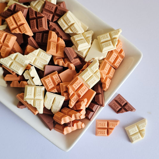10 Pcs Chocolate Bitten Cabochons Bar Resin Flatback Deco #CAB043