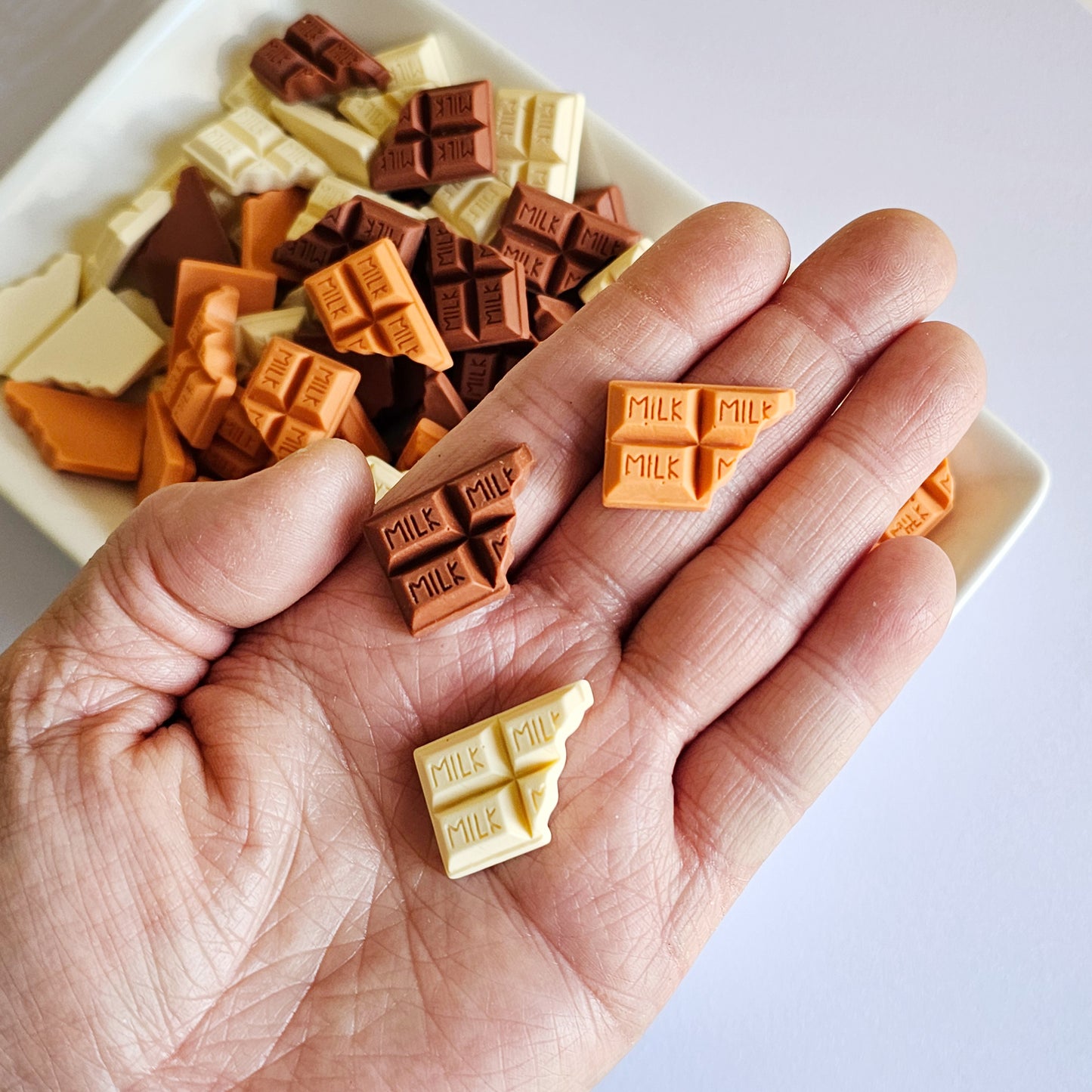 10 Pcs Chocolate Bitten Cabochons Bar Resin Flatback Deco #CAB043