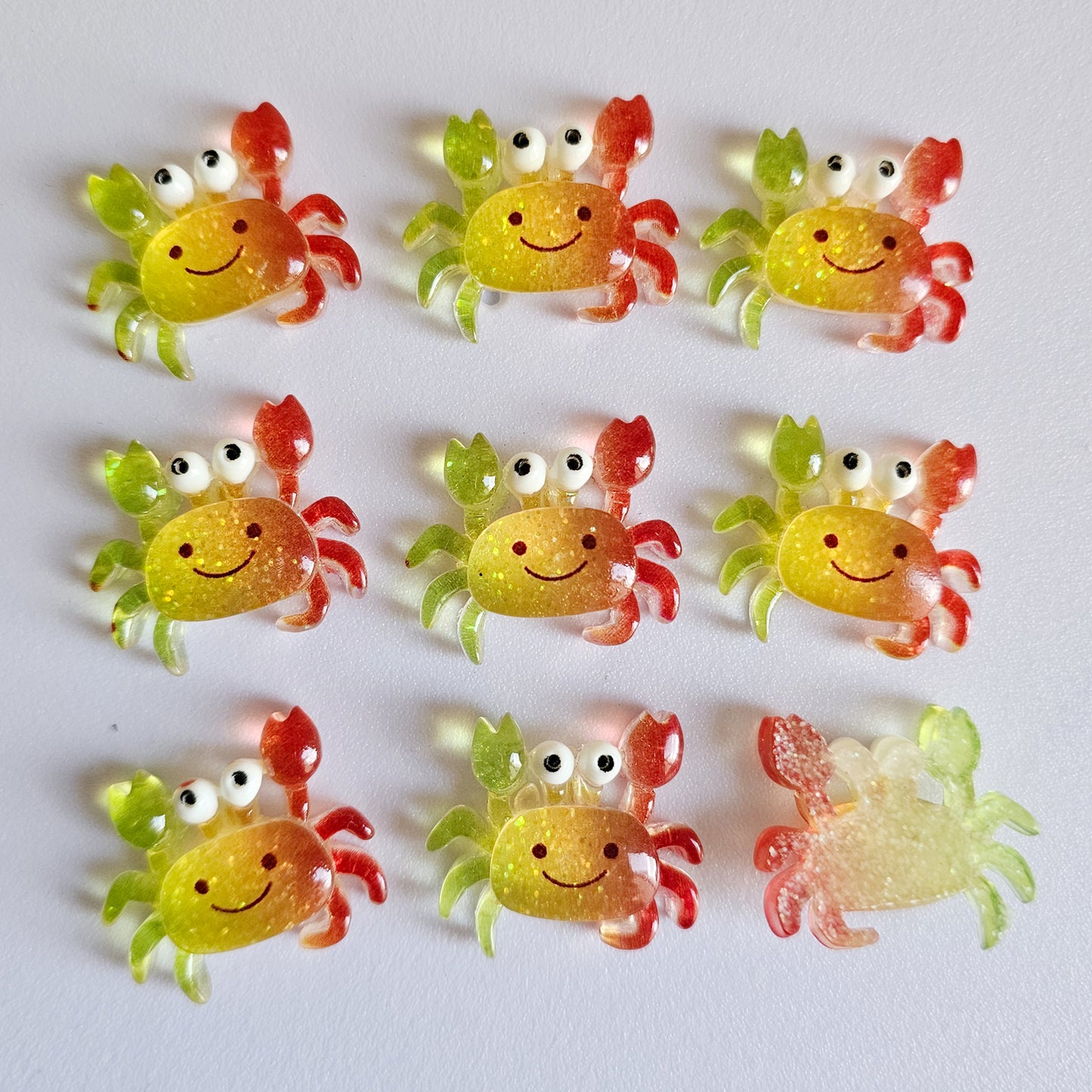 10 Pcs Smiley Happy Face Cute kawaii Crab Cabochon, Cabochons Resin Flatback #CAB096