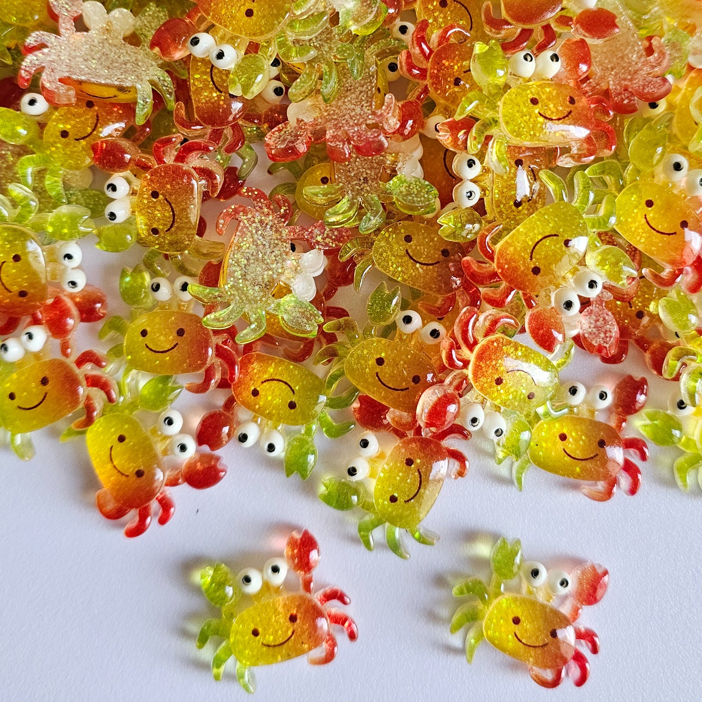 10 Pcs Smiley Happy Face Cute kawaii Crab Cabochon, Cabochons Resin Flatback #CAB096
