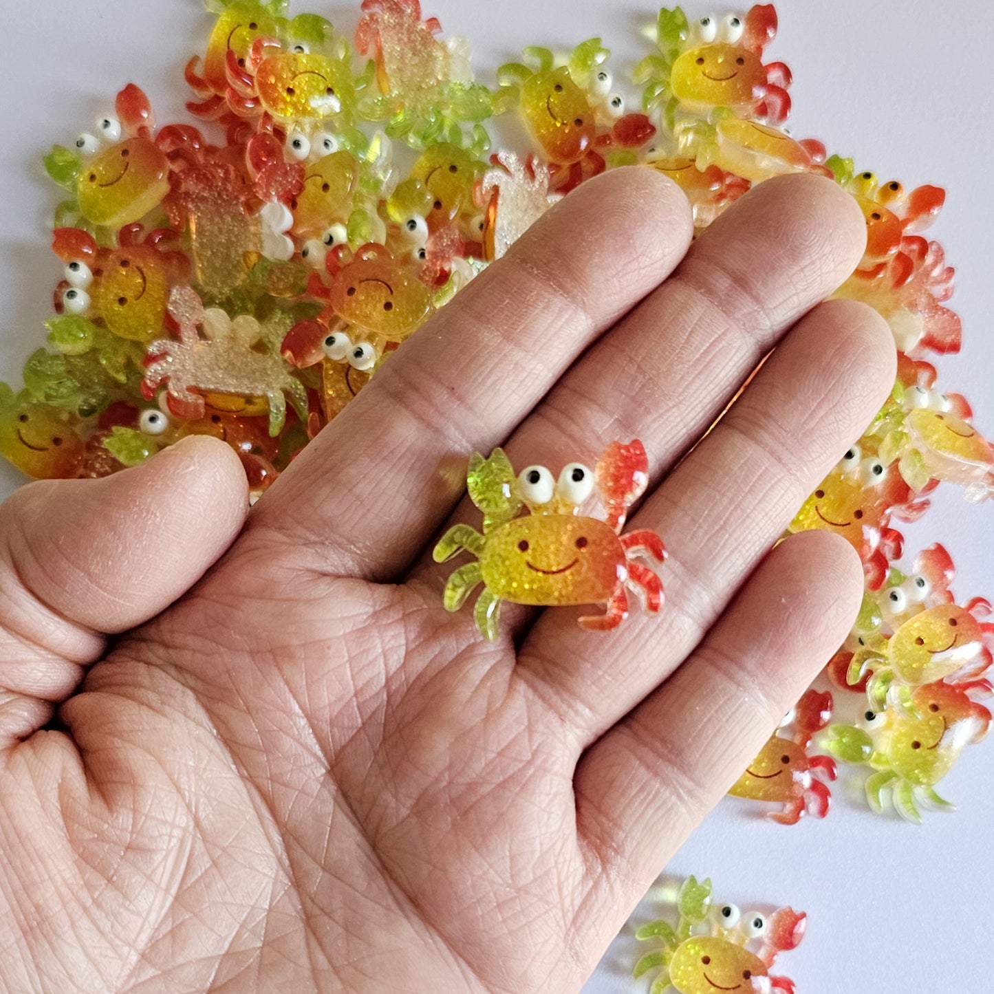 10 Pcs Smiley Happy Face Cute kawaii Crab Cabochon, Cabochons Resin Flatback #CAB096