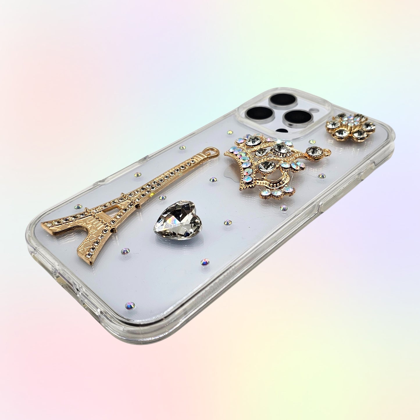 Eiffel Tower Crown 3D Bling Embellishments Rhinestone Handmade Phone Case