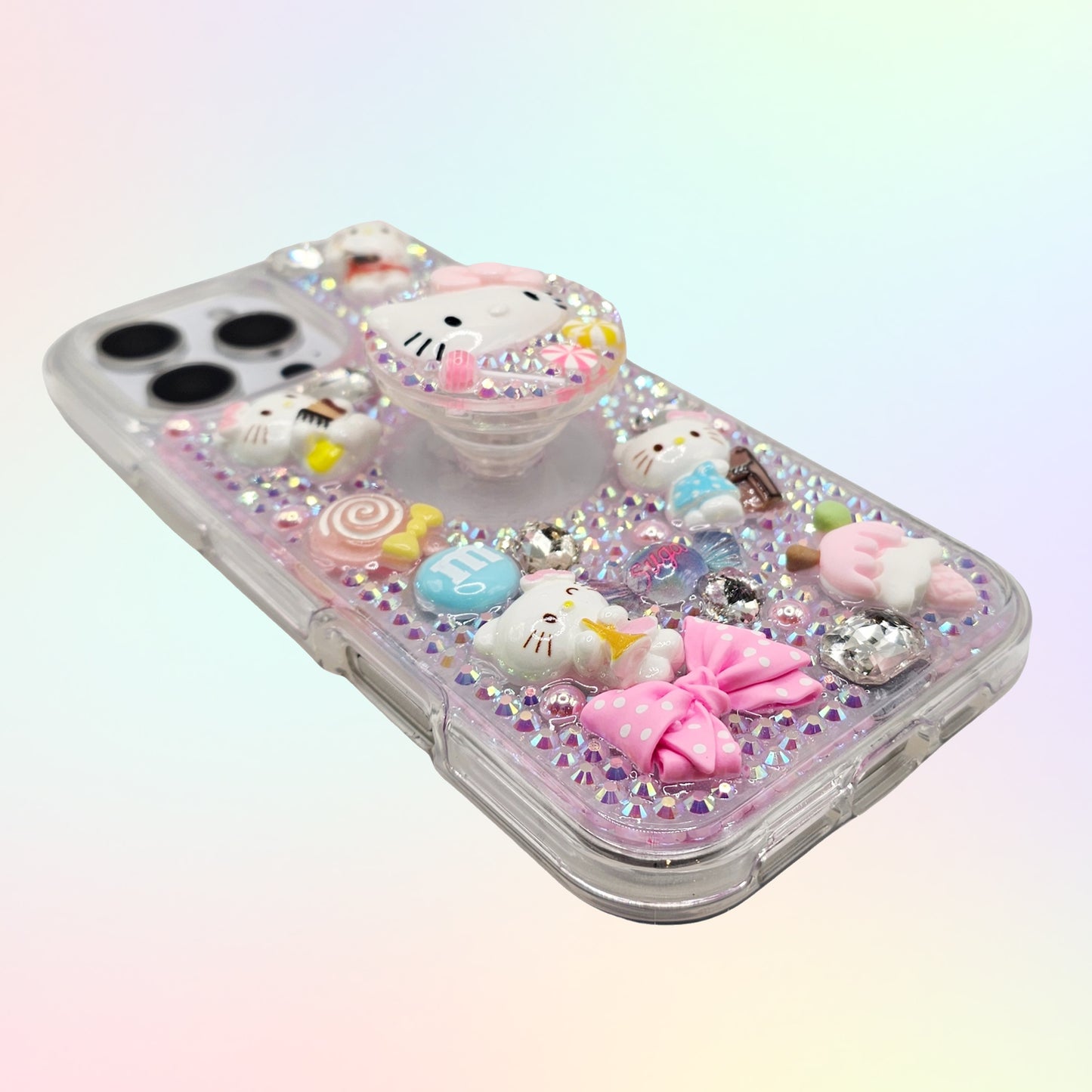 Kitty 3D Bling Rhinestone Handmade Phone Case with Grip