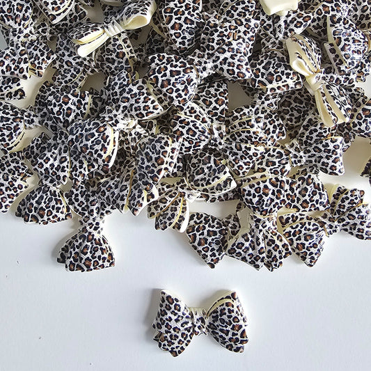 10 Pcs Leopard Animal Print Bowknot Flatback Cabochons #CAB227