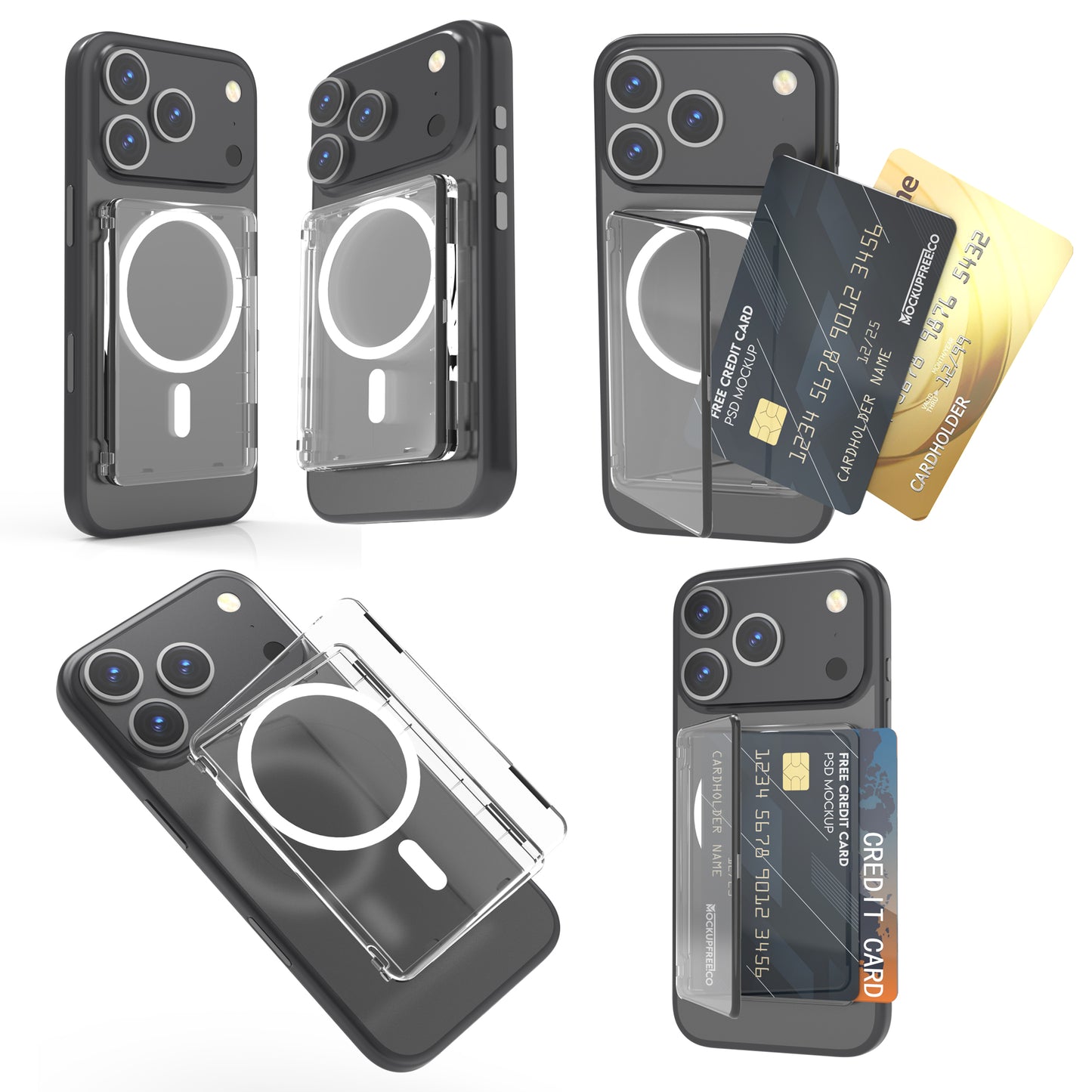 Transparent Magnetic Flip Photo Card Holder – Compatible with iPhone and Samsung Galaxy