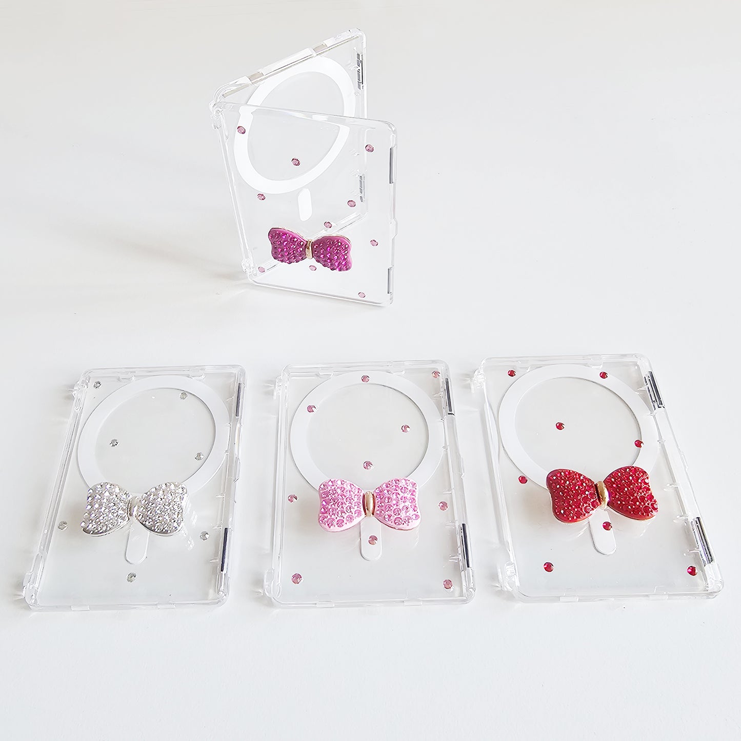 Transparent Magnetic Flip Photo Card Holder – Compatible with iPhone and Samsung Galaxy