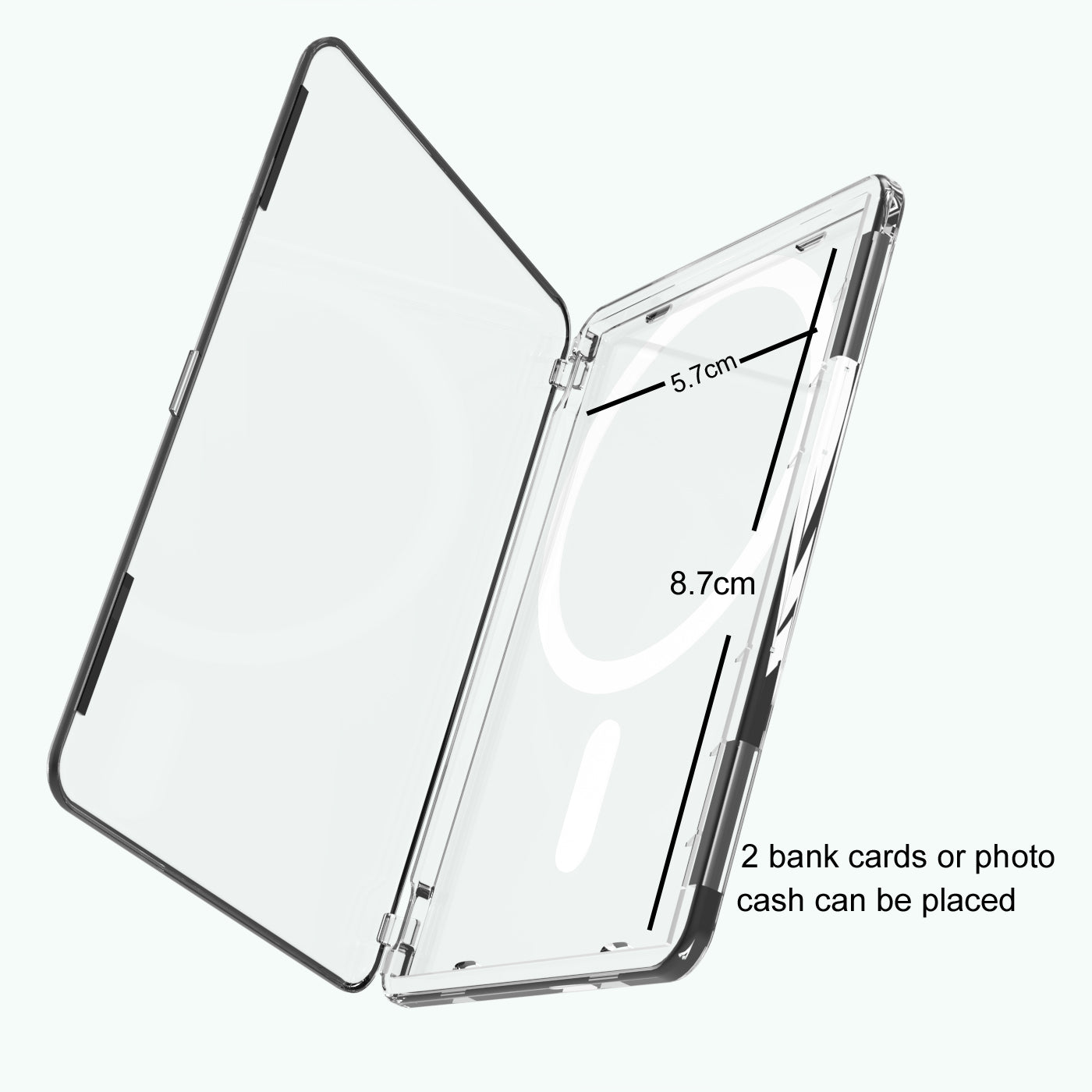 Transparent Magnetic Flip Photo Card Holder – Compatible with iPhone and Samsung Galaxy