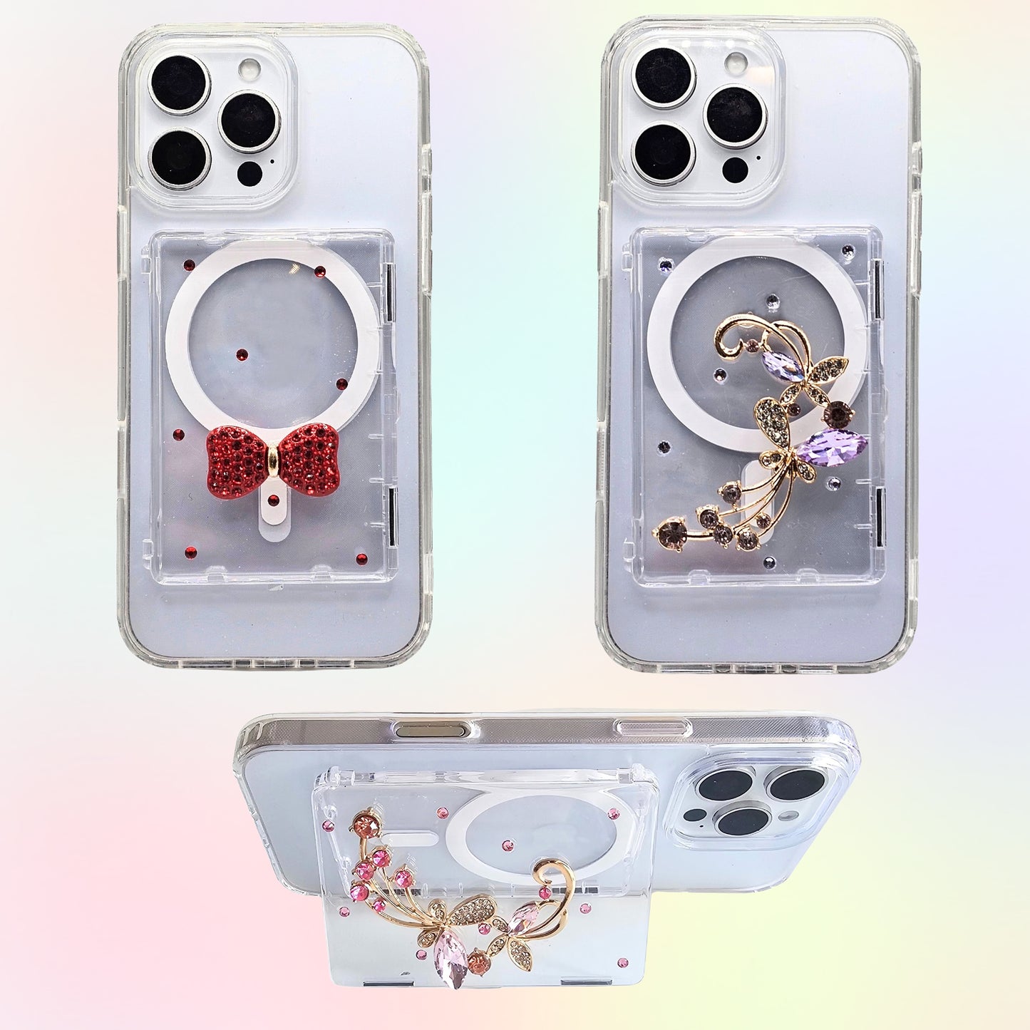Transparent Magnetic Flip Photo Card Holder – Compatible with iPhone and Samsung Galaxy
