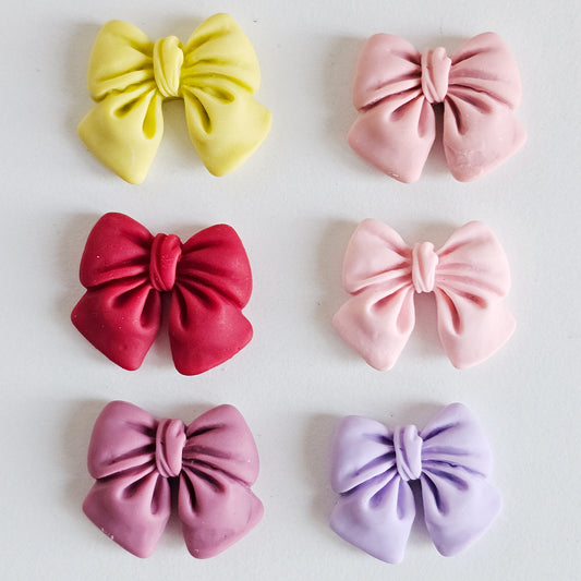 10 Pcs Matte Finished Bow Embellishments Resin Flat Back Cabochon #CAB148