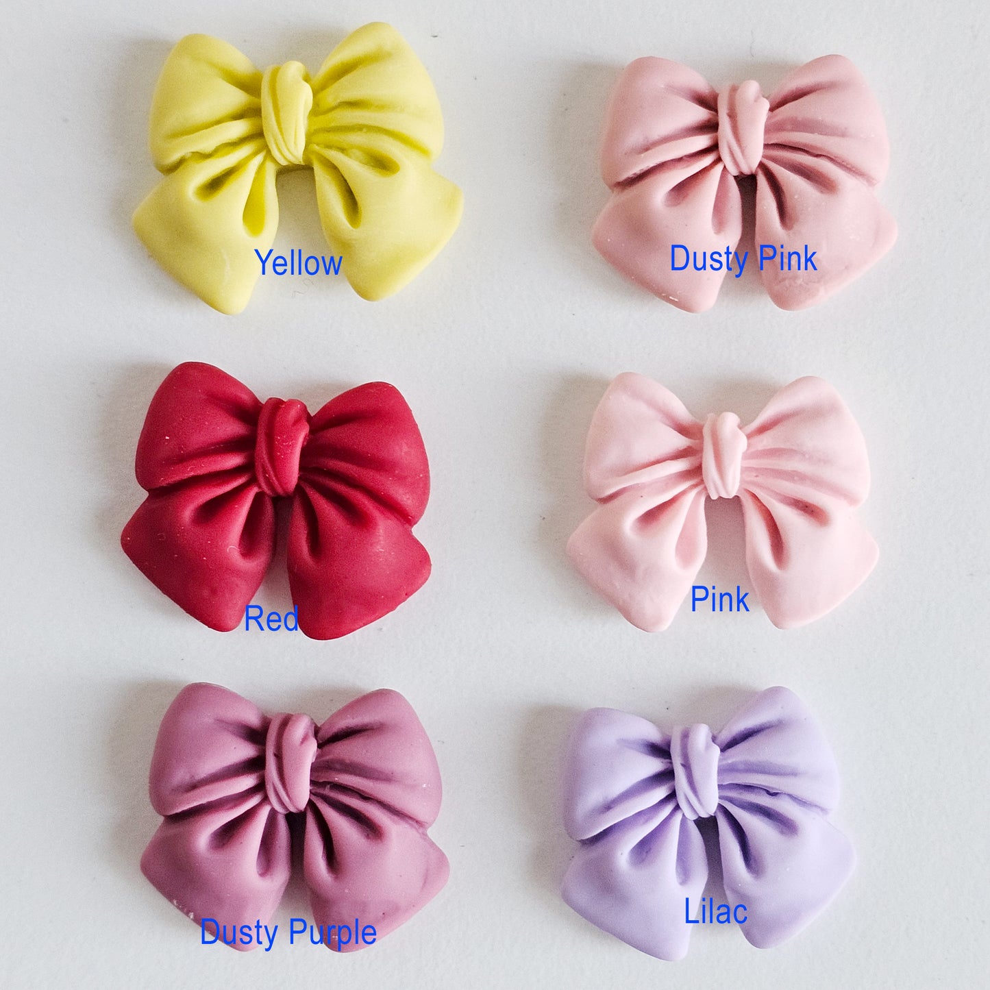 10 Pcs Matte Finished Bow Embellishments Resin Flat Back Cabochon #CAB148