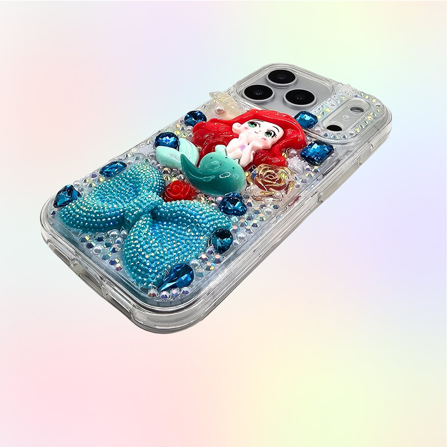 Ariel Little Mermaid 3D Bling Rhinestone Handmade Phone Case