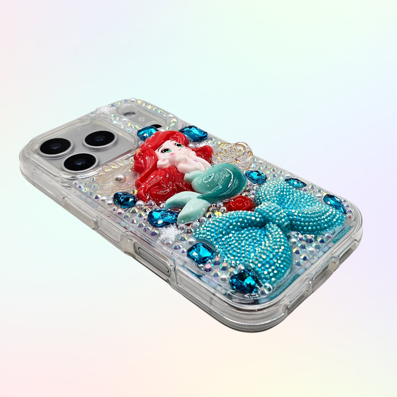 Ariel Little Mermaid 3D Bling Rhinestone Handmade Phone Case