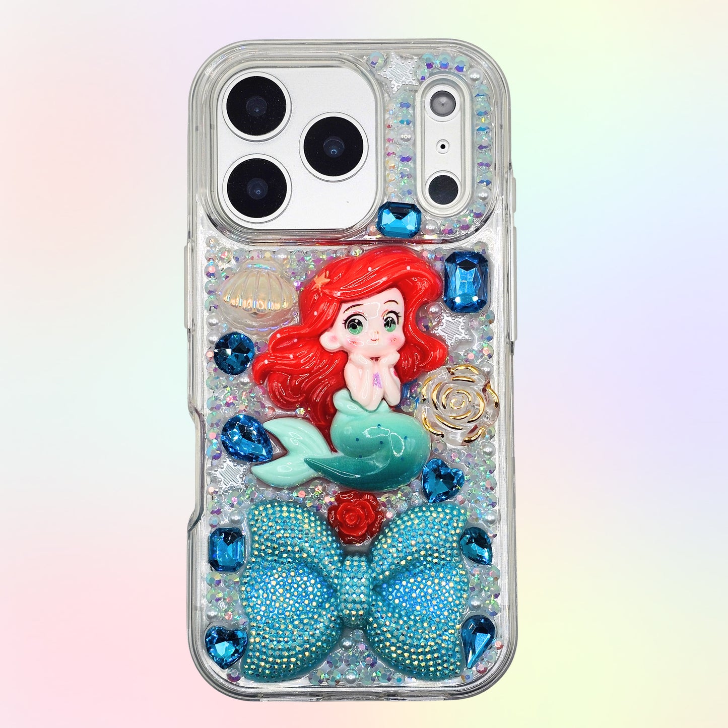 Ariel Little Mermaid 3D Bling Rhinestone Handmade Phone Case