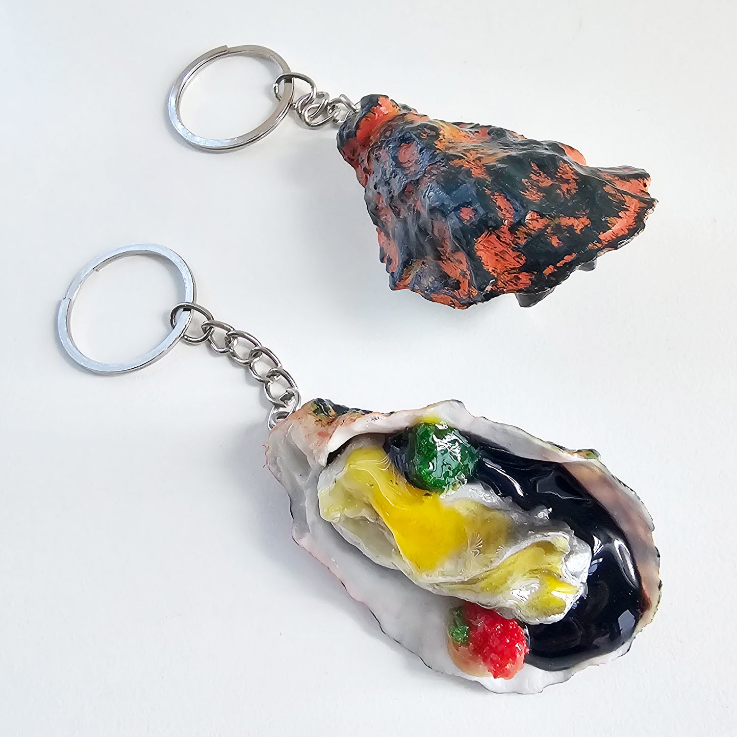 Fake Imitation Oyster Charms Key Chain Keyring #KR0025