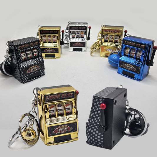 Miniature Realistic Slot Machine Bell Charms Key Chain Key Ring 1 Pc
