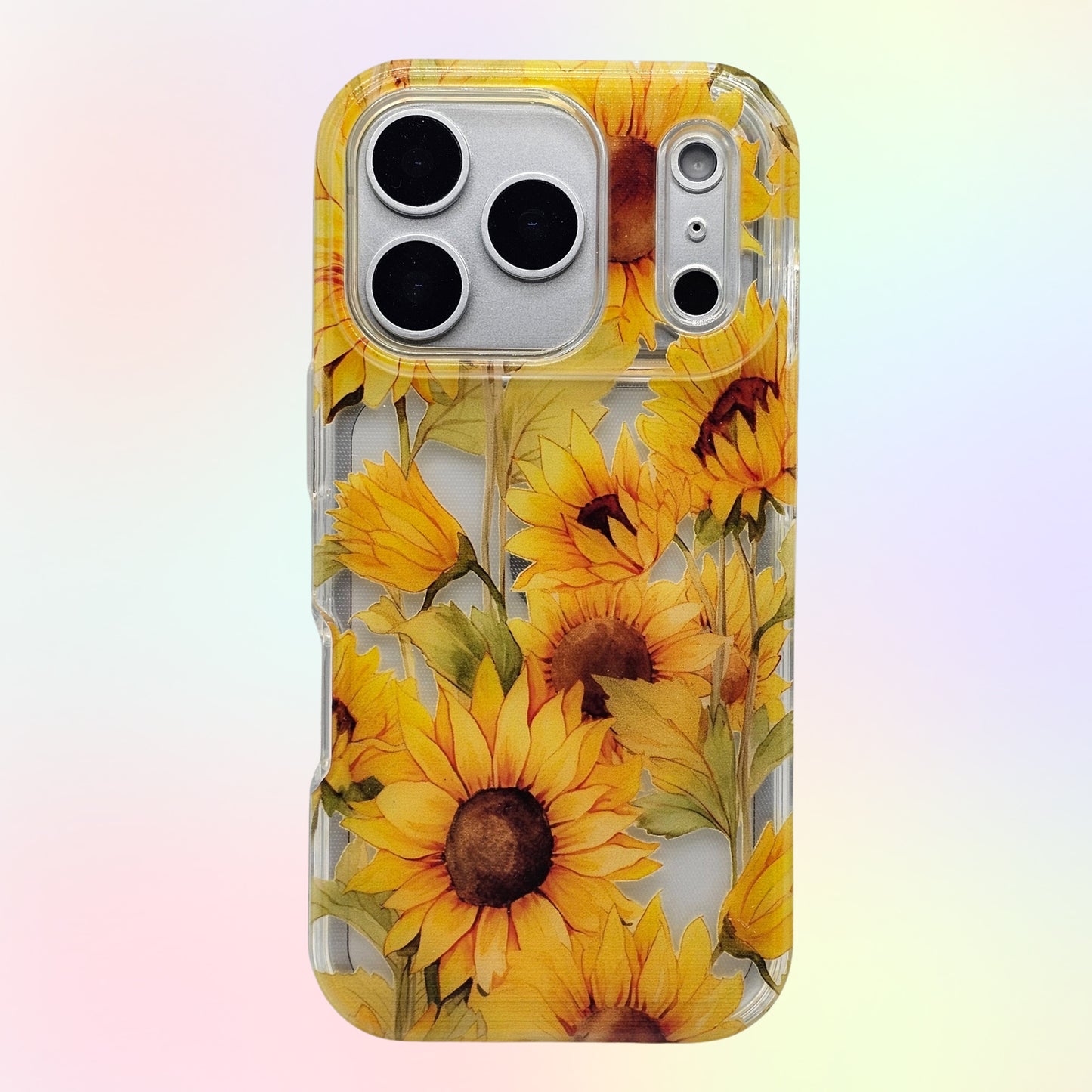 Clear Transparent Durable Protective Cover Sunflower  UV Print Phone Case