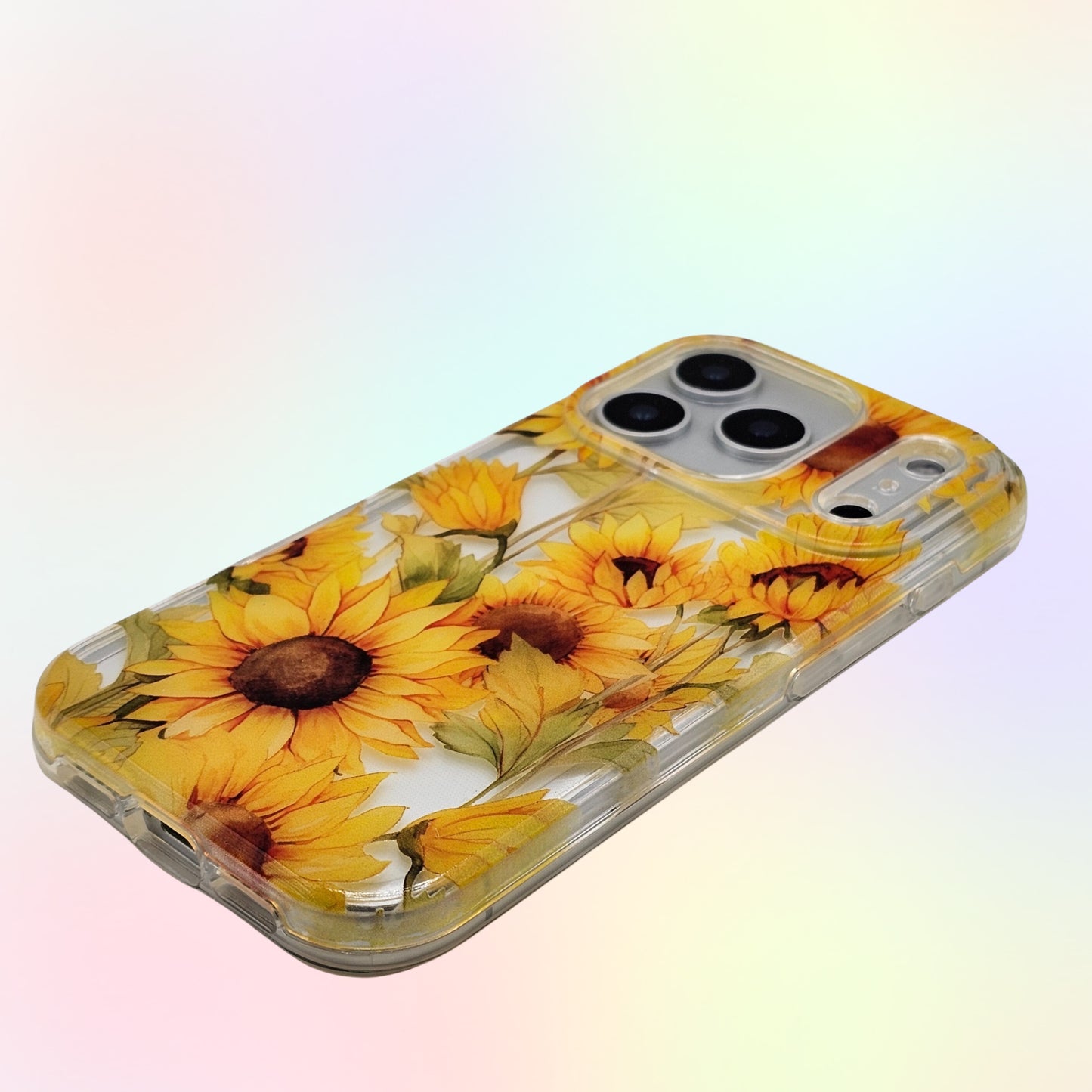 Clear Transparent Durable Protective Cover Sunflower  UV Print Phone Case