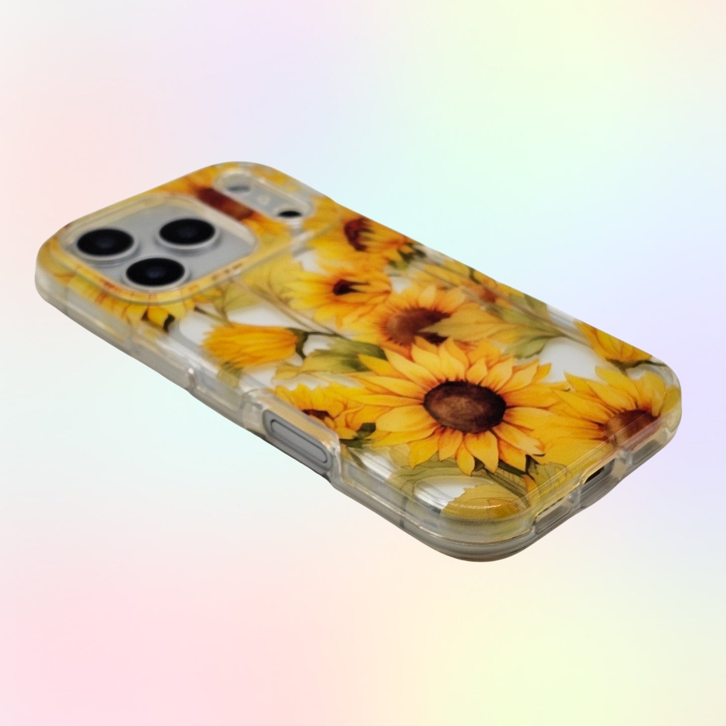 Clear Transparent Durable Protective Cover Sunflower  UV Print Phone Case