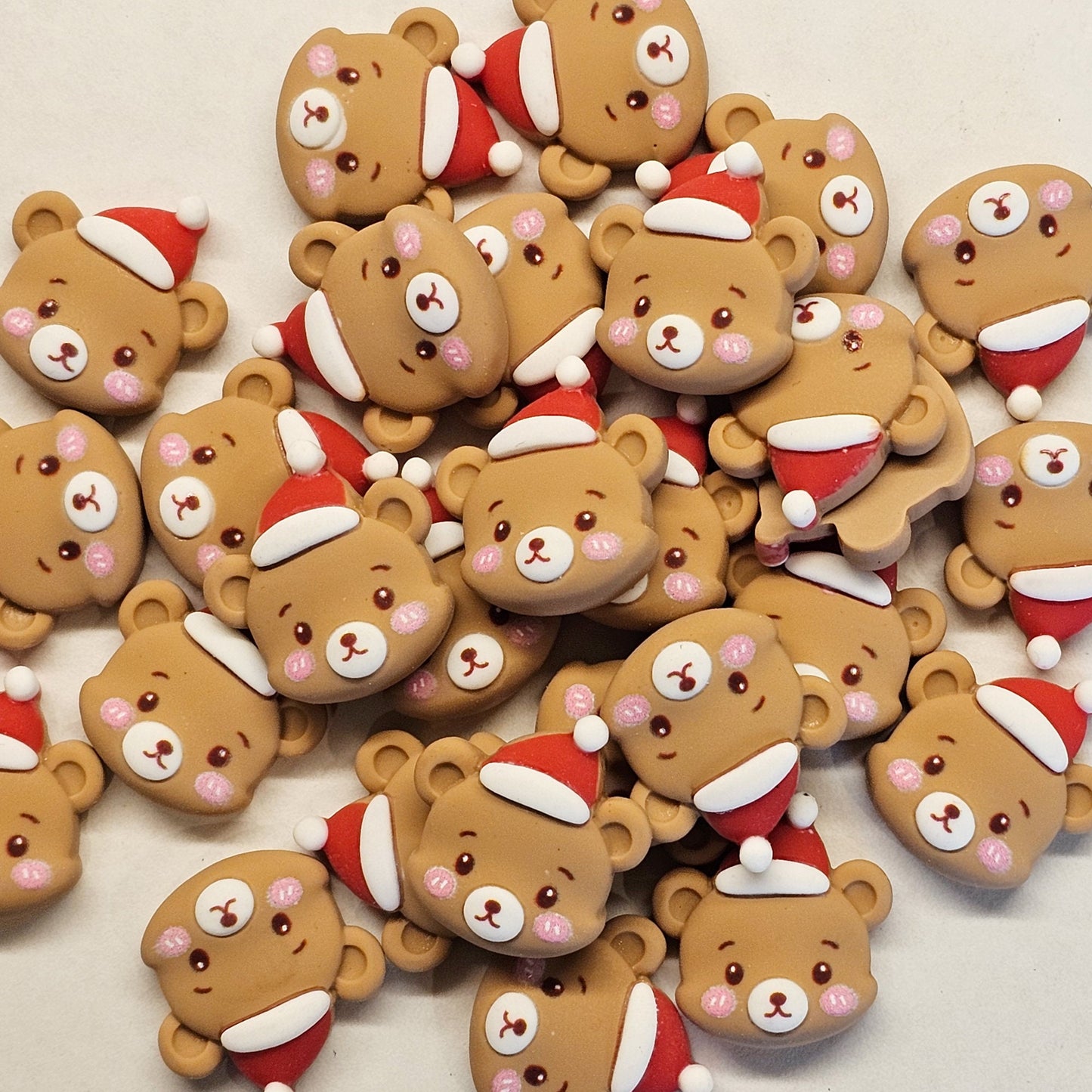 Christmas Bear Cabochons Resin Flatback Kawaii Xmas Holiday Deco 4 pcs #CAB006