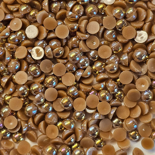 AB Flat Back Faux Half Pearls Coffee Brown 6 mm 200pcs/400pcs/1000pcs