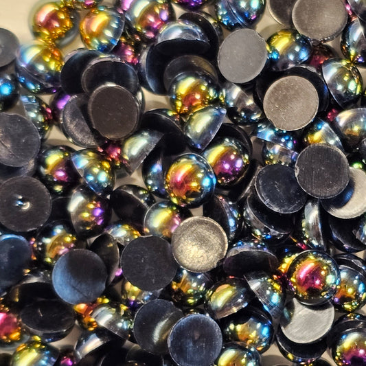 AB Flat Back Faux Half Pearls Black 8 mm 100pcs/200pcs/400pcs