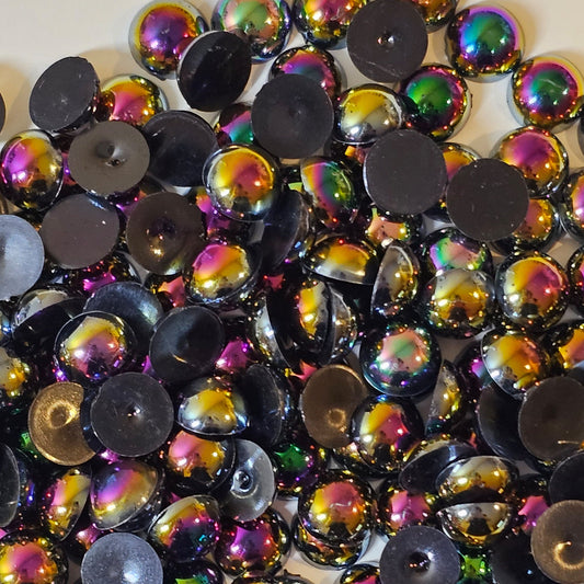 AB Flat Back Faux Half Pearls Black 10 mm 100pcs/200pcs/400pcs