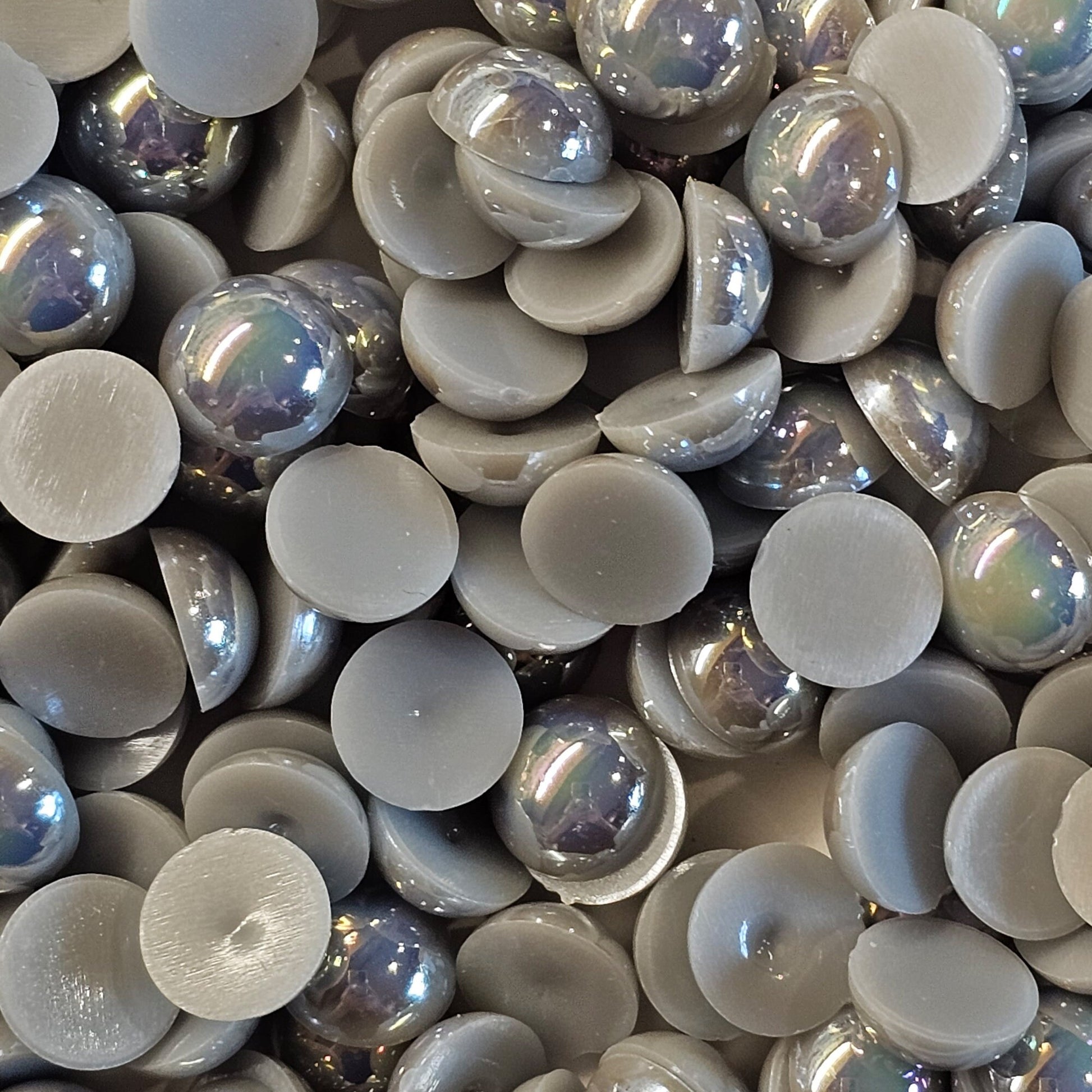AB Flat Back Faux Half Pearls Grey 10 mm 100pcs/200pcs/400pcs