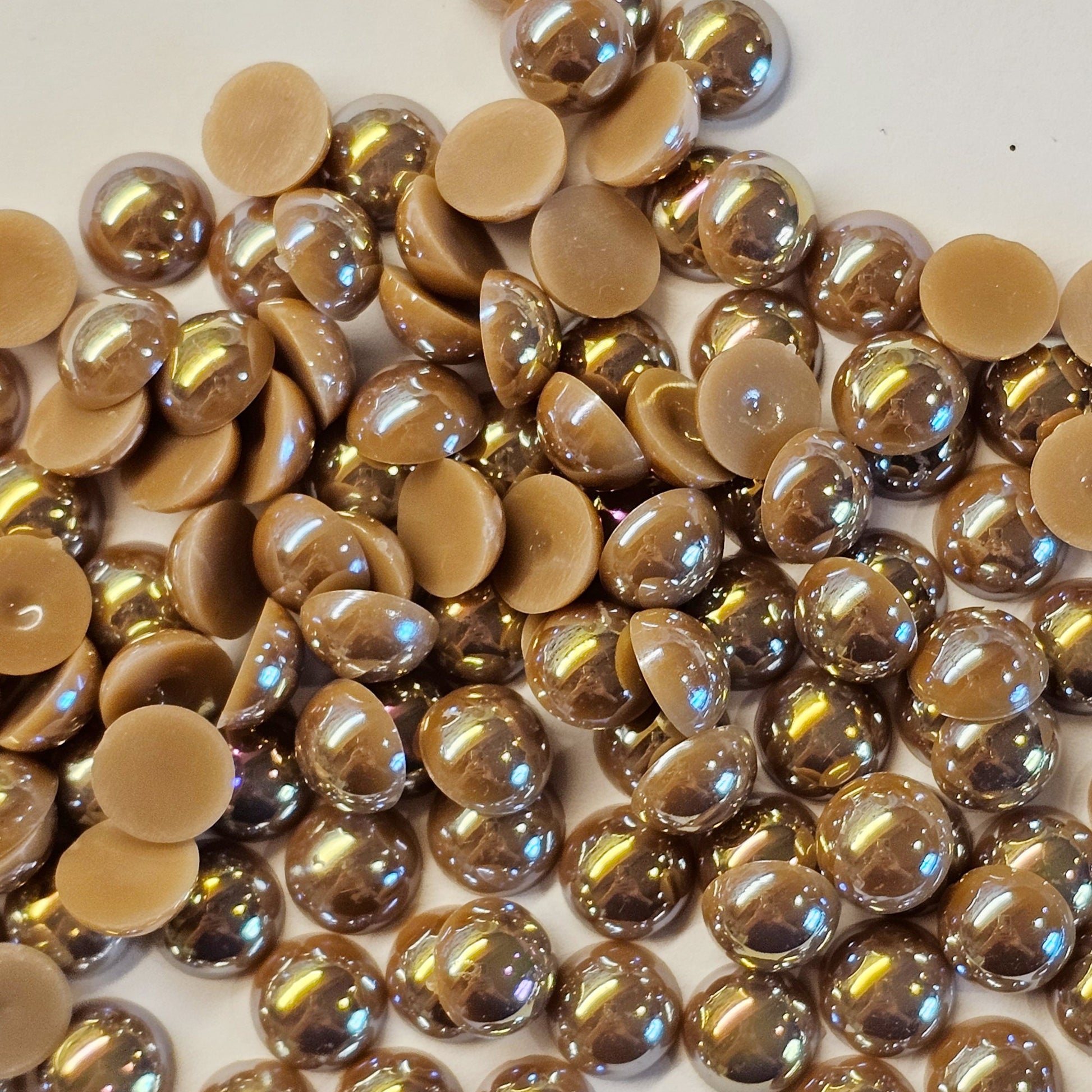 AB Flat Back Faux Half Pearls Coffee Brown 8 mm 100pcs/200pcs/400pcs