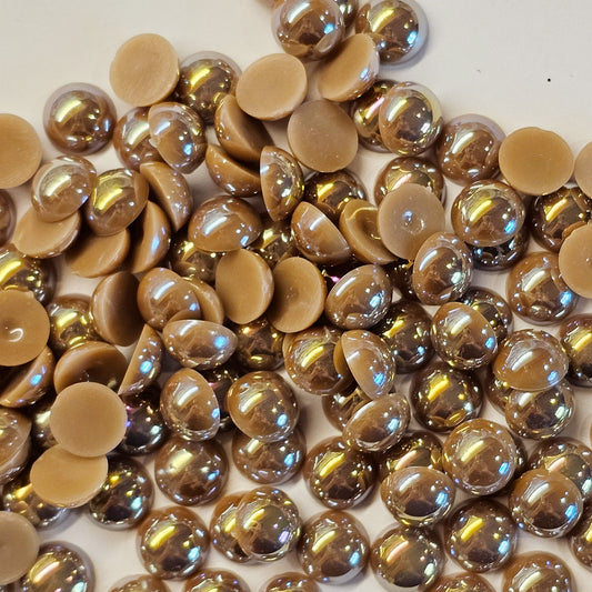 AB Flat Back Faux Half Pearls Coffee Brown 8 mm 100pcs/200pcs/400pcs