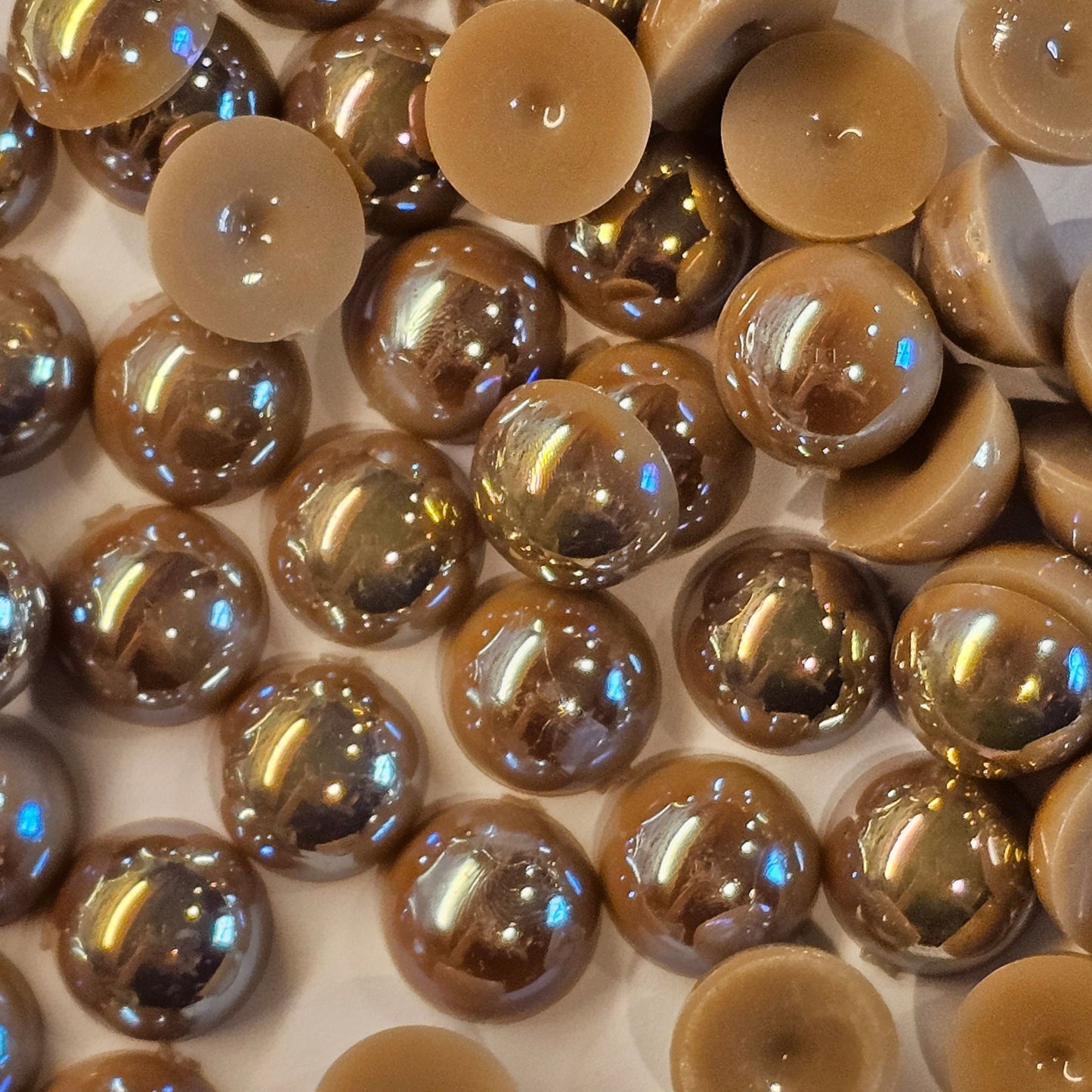 AB Flat Back Faux Half Pearls Coffee Brown 10 mm 100pcs/200pcs/400pcs