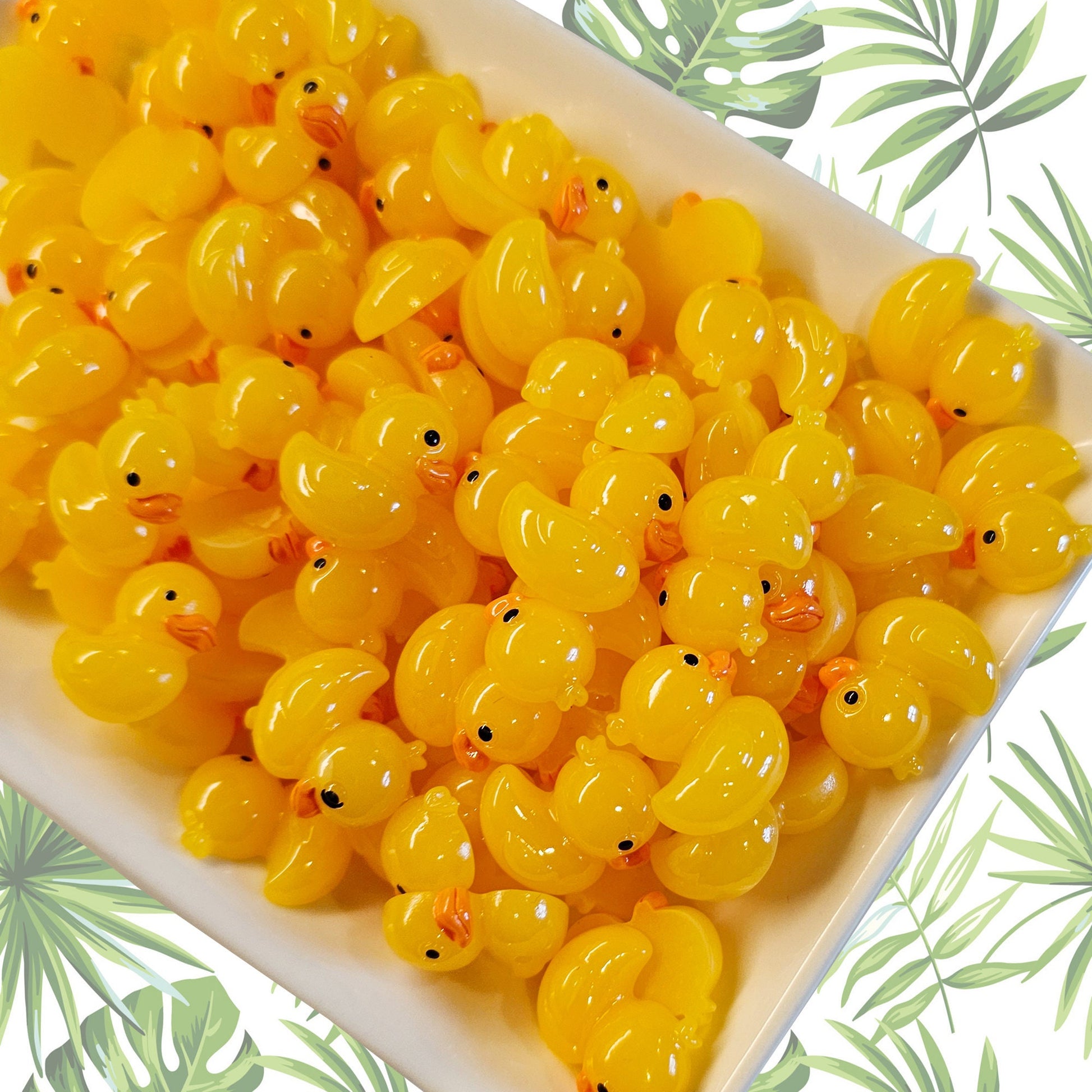 6/15/30 Pcs Yellow Rubber Duck Cabochons Kawaii Flatback #CAB057